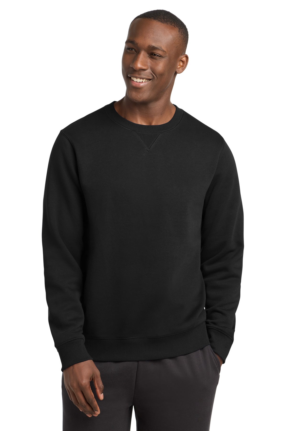 Custom logo Sport-Tek® Crewneck Sweatshirt. ST266 in Black