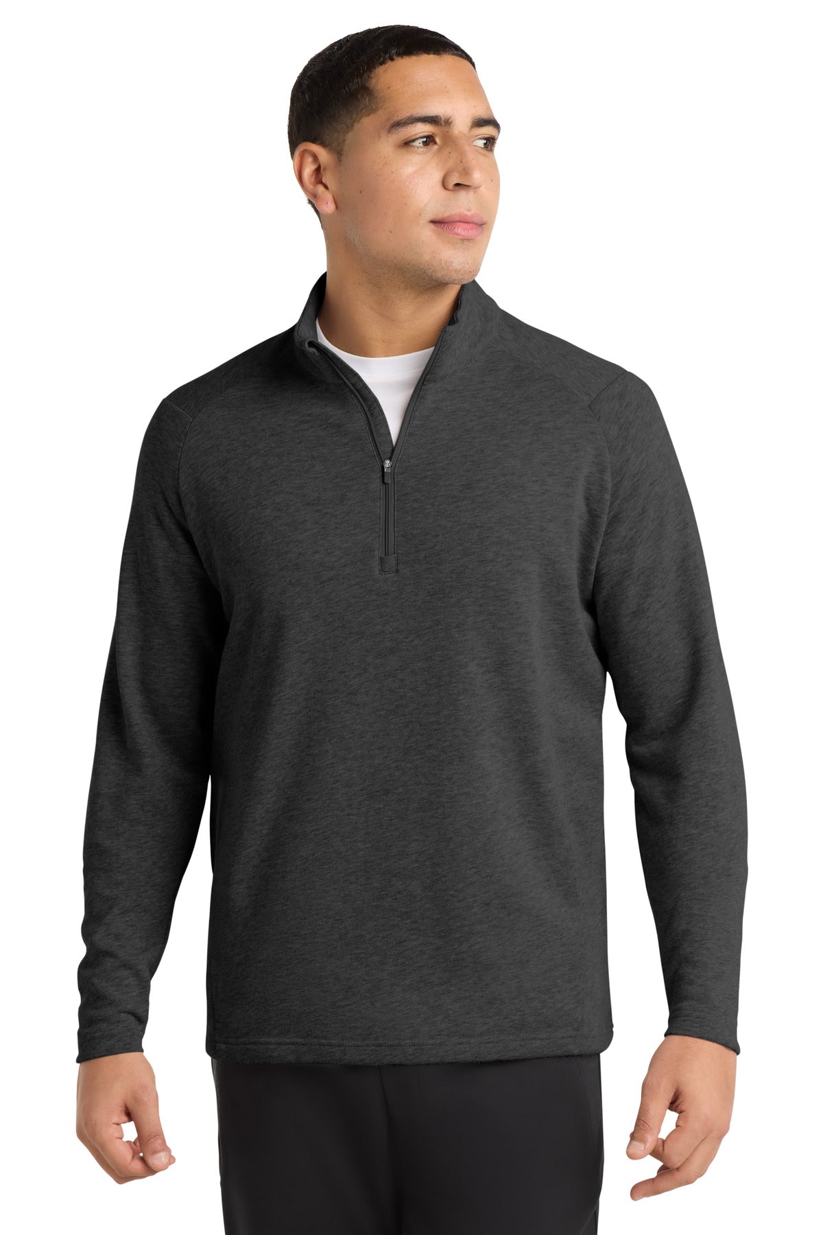 Custom logo Sport-Tek ® Lightweight French Terry 1/4-Zip Pullover. ST273 in Heather Black