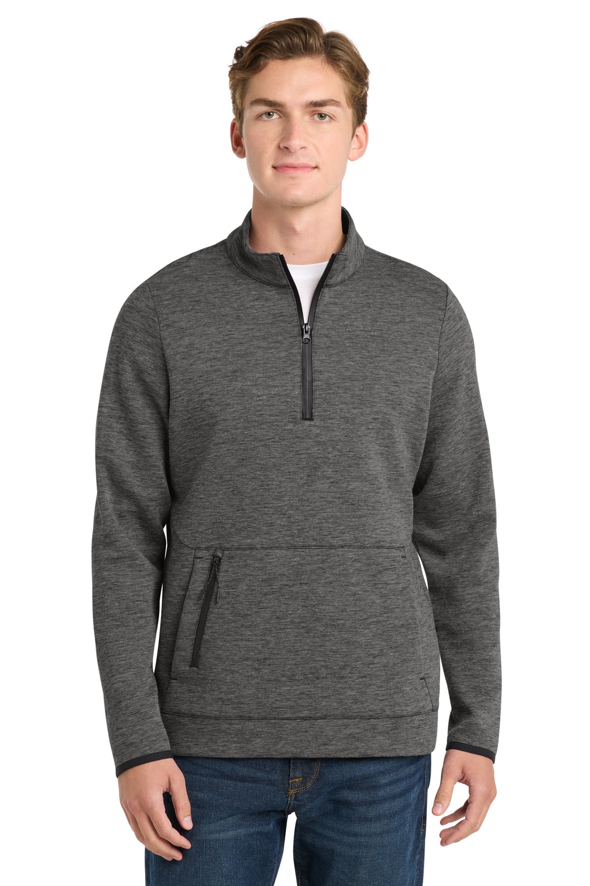 Custom logo Sport-Tek ® Triumph 1/4-Zip Pullover ST281 in Dark Grey Heather