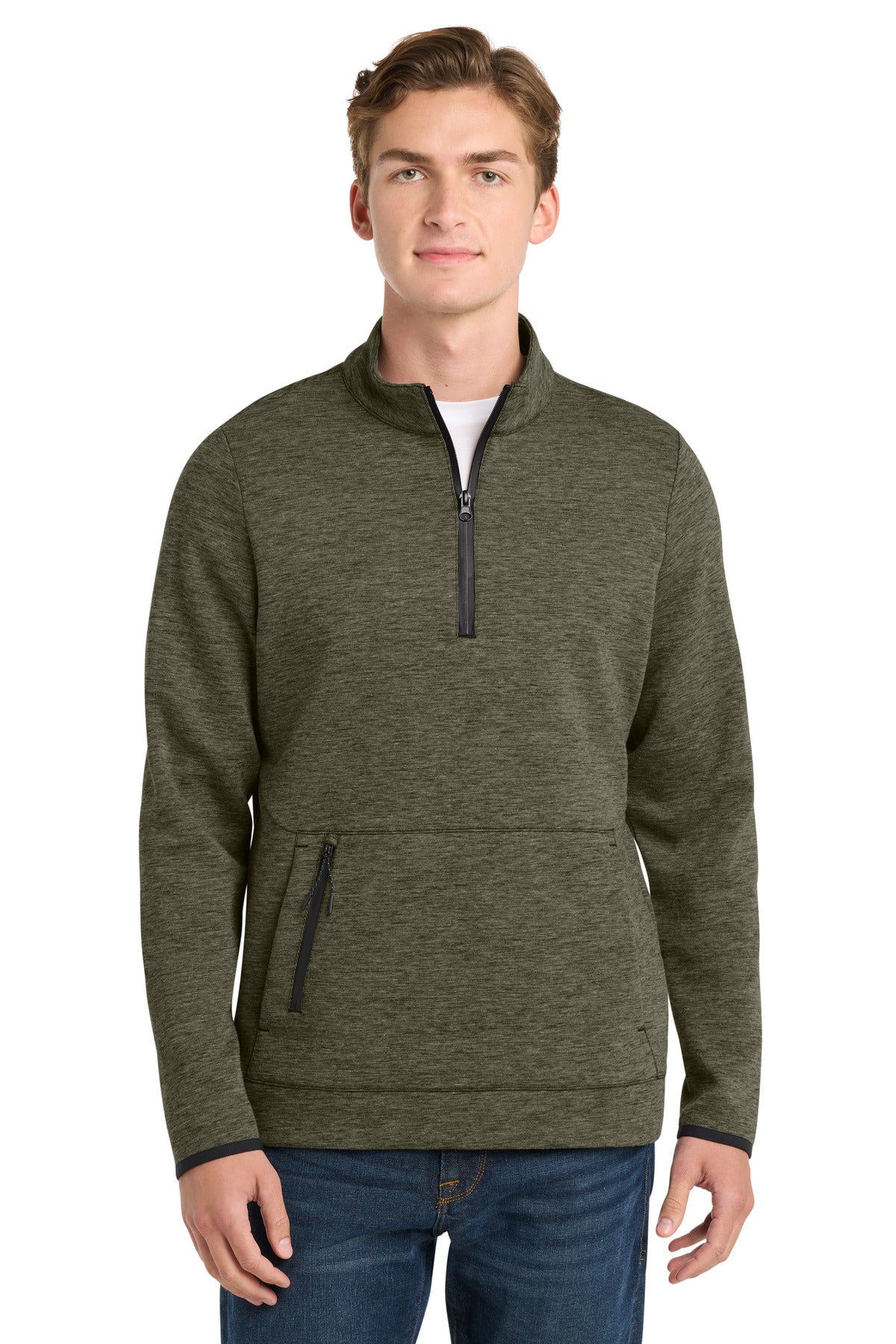 Custom logo Sport-Tek ® Triumph 1/4-Zip Pullover ST281 in Olive Heather