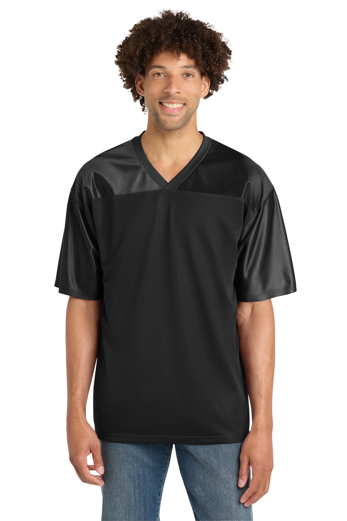 Custom logo Sport-Tek® PosiCharge® Replica Jersey. ST307 in Black