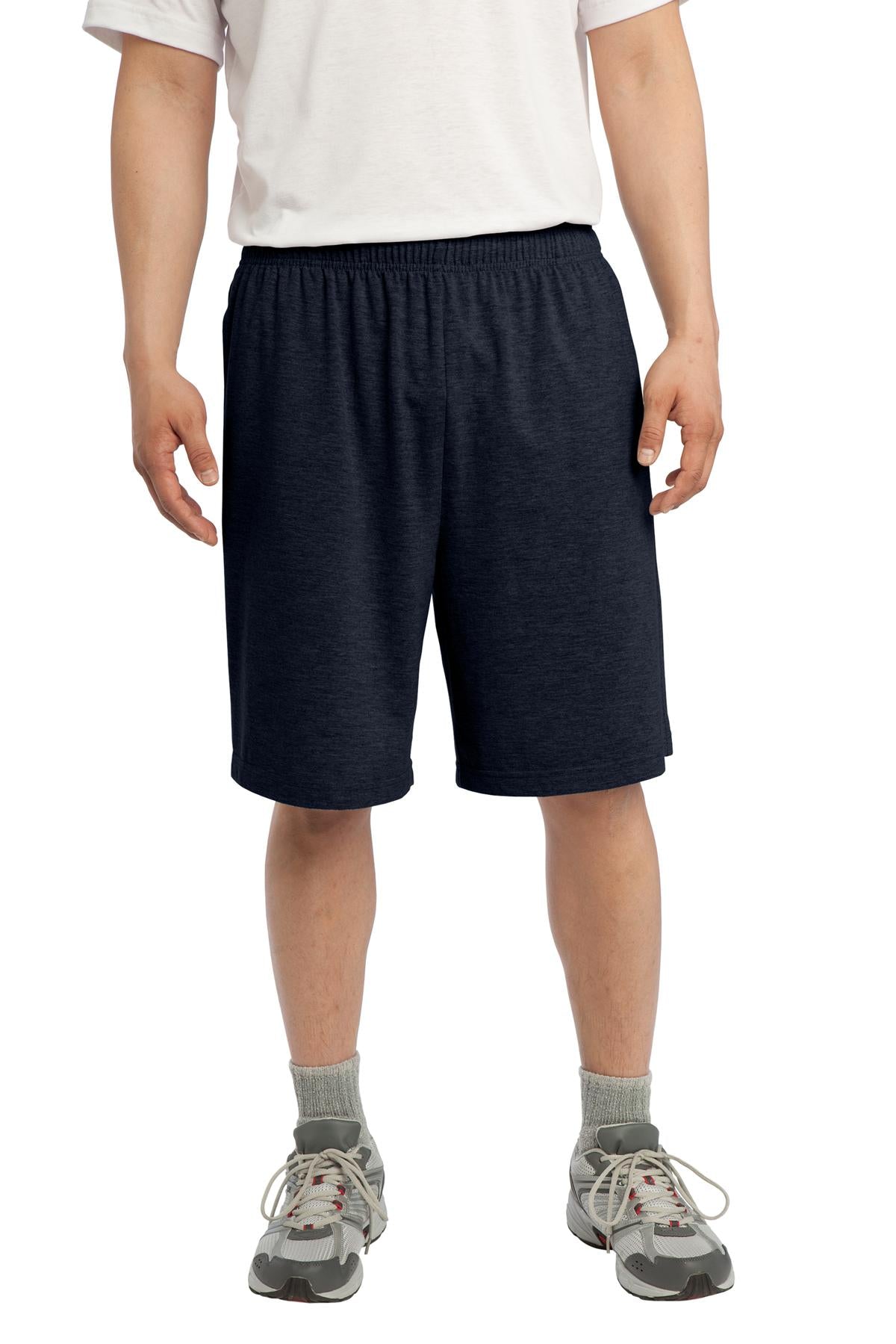 Custom logo Sport-Tek® Jersey Knit Short with Pockets. ST310 in True Navy