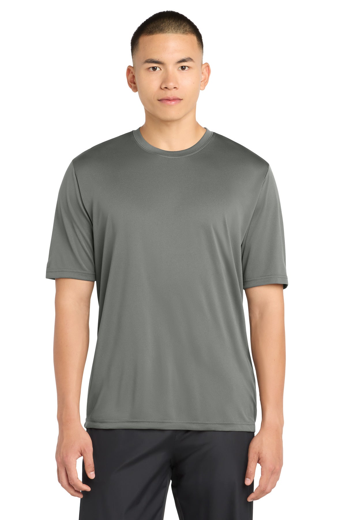 Custom logo Sport-Tek® PosiCharge® Tough Tee™. ST320 in Dark Smoke Grey