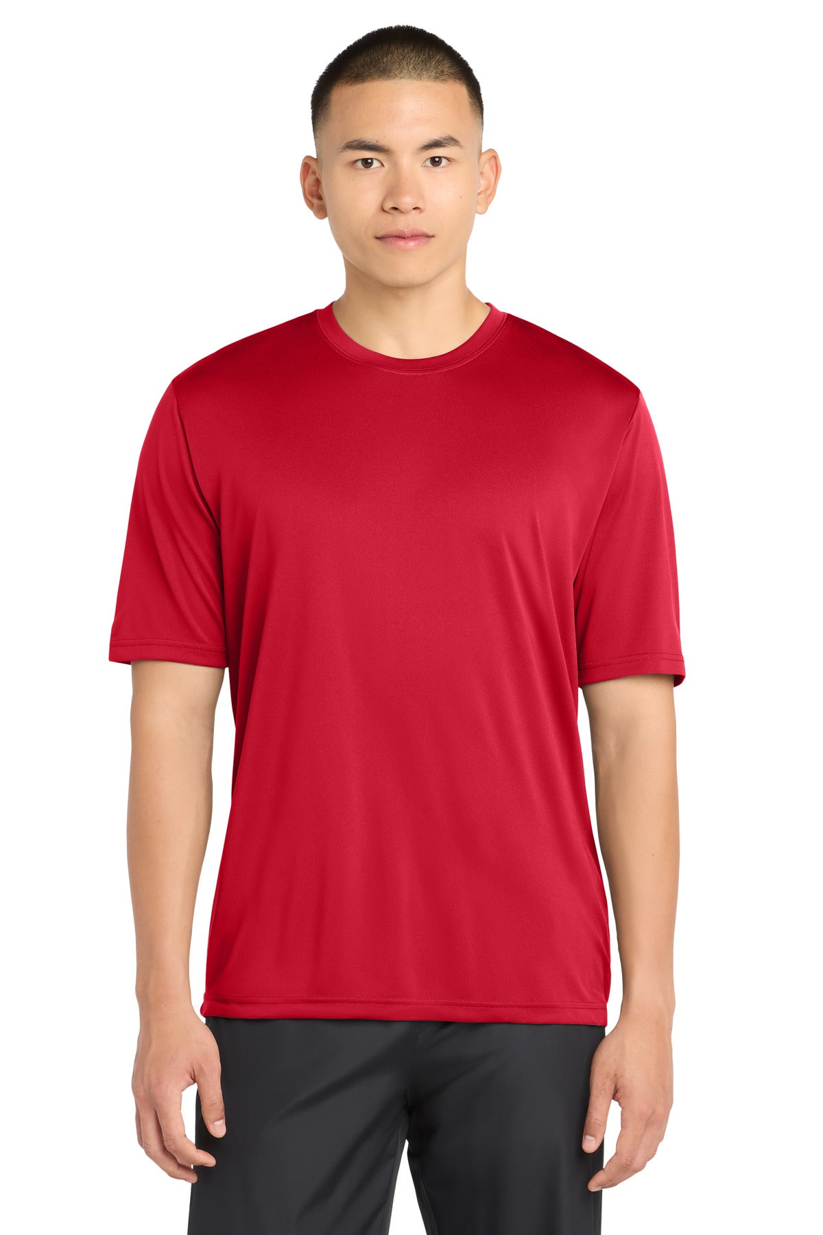 Custom logo Sport-Tek® PosiCharge® Tough Tee™. ST320 in Deep Red