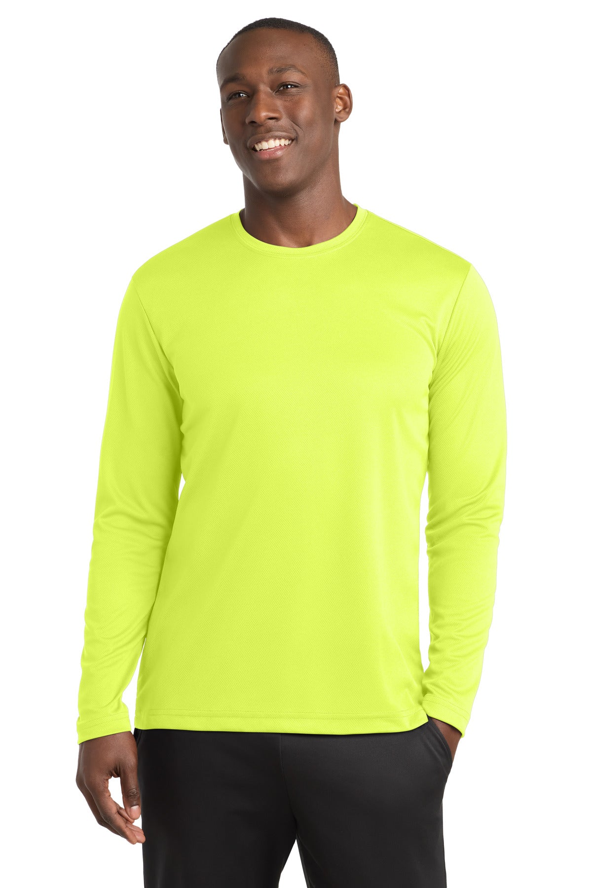 Custom logo Sport-Tek® PosiCharge® RacerMesh® Long Sleeve Tee. ST340LS in Neon Yellow