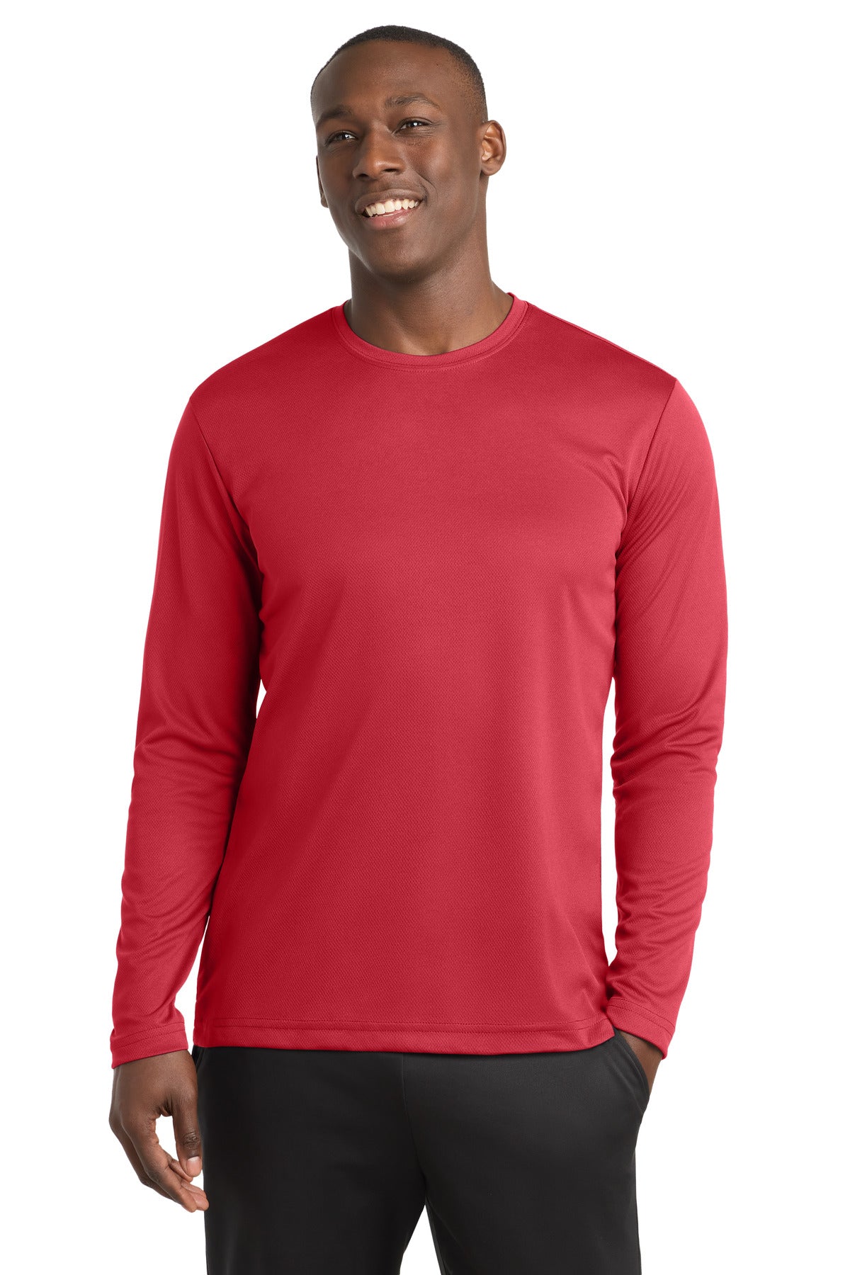 Custom logo Sport-Tek® PosiCharge® RacerMesh® Long Sleeve Tee. ST340LS in True Red