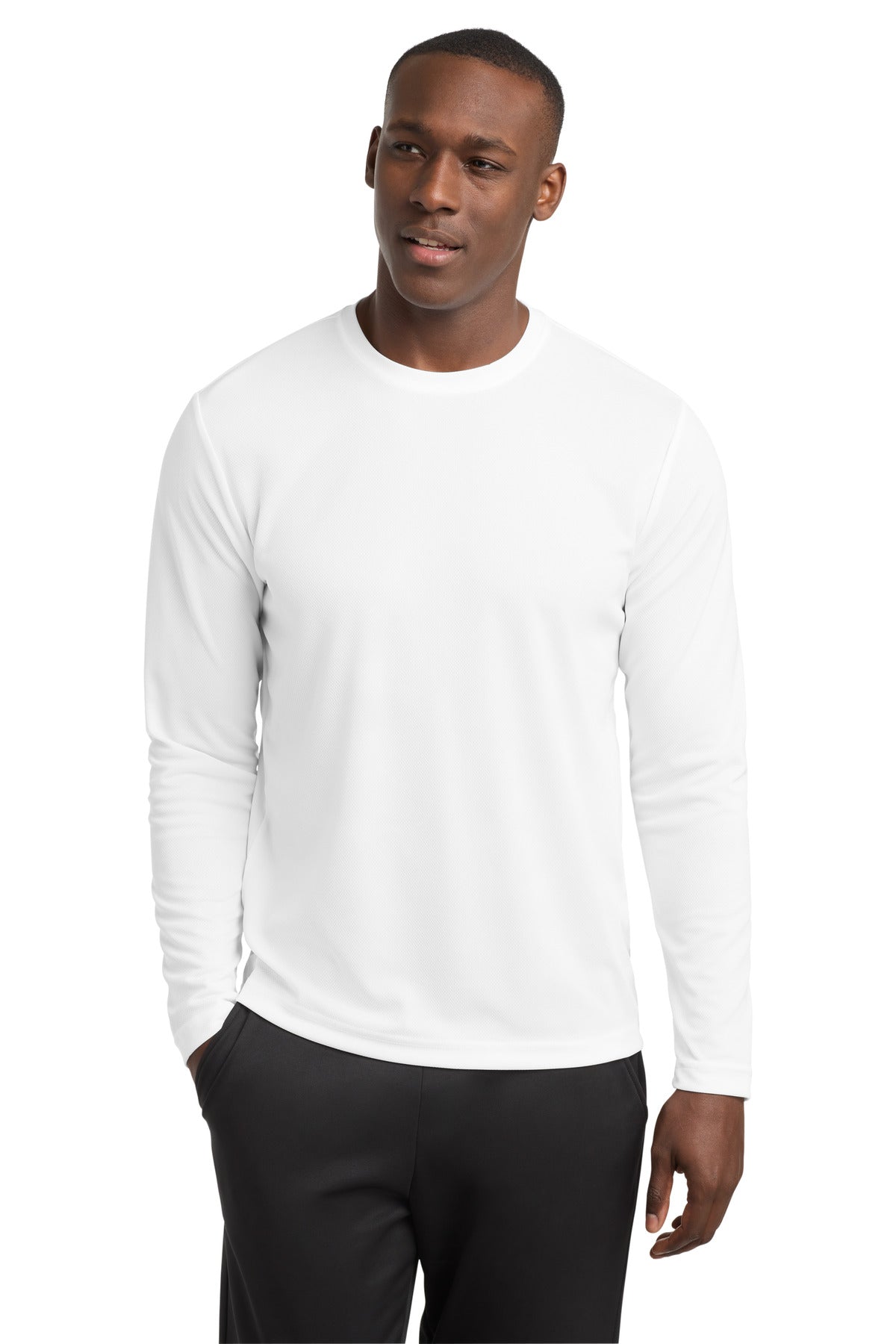 Custom logo Sport-Tek® PosiCharge® RacerMesh® Long Sleeve Tee. ST340LS in White