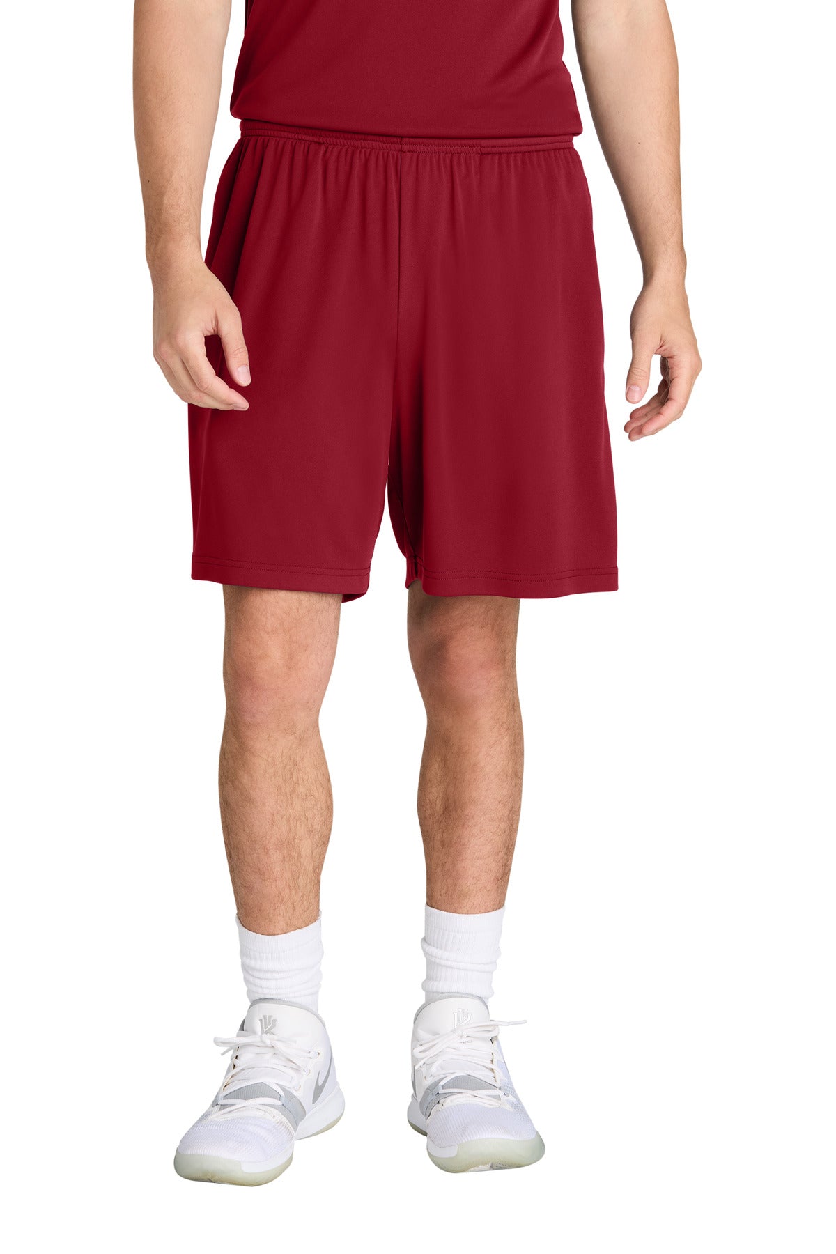Custom logo Sport-Tek® PosiCharge® Competitor™ 7  Pocketed Short ST349P in Deep Red