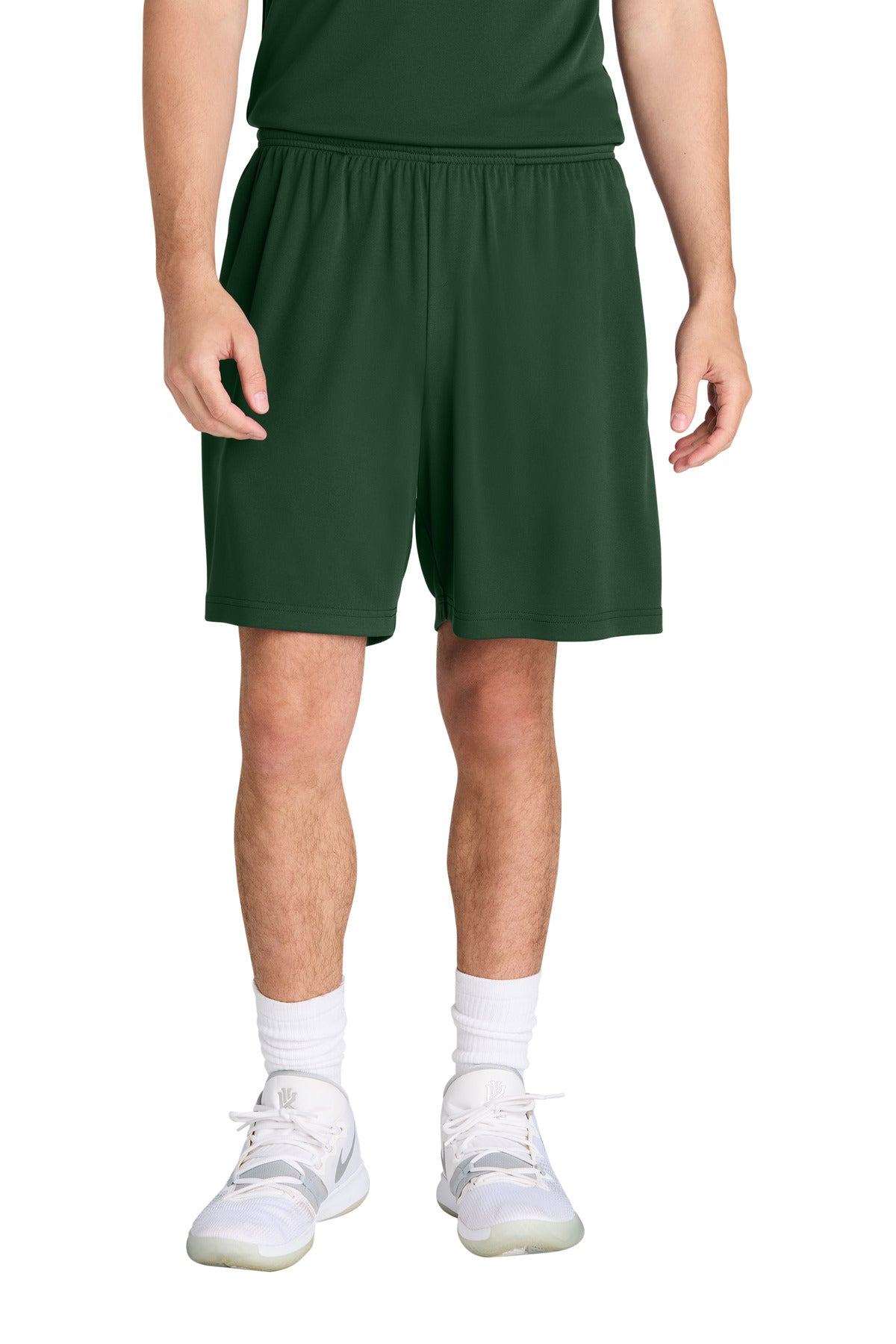 Custom logo Sport-Tek® PosiCharge® Competitor™ 7  Pocketed Short ST349P in Forest Green
