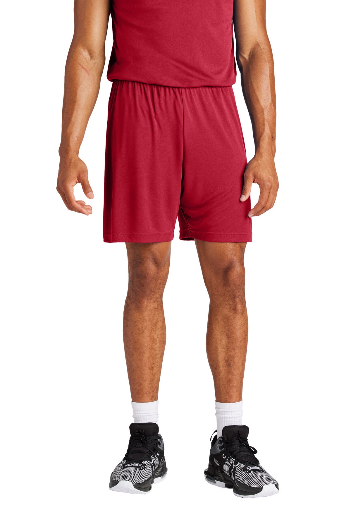Custom logo Sport-Tek® PosiCharge® Competitor™ 7  Short ST349 in Deep Red