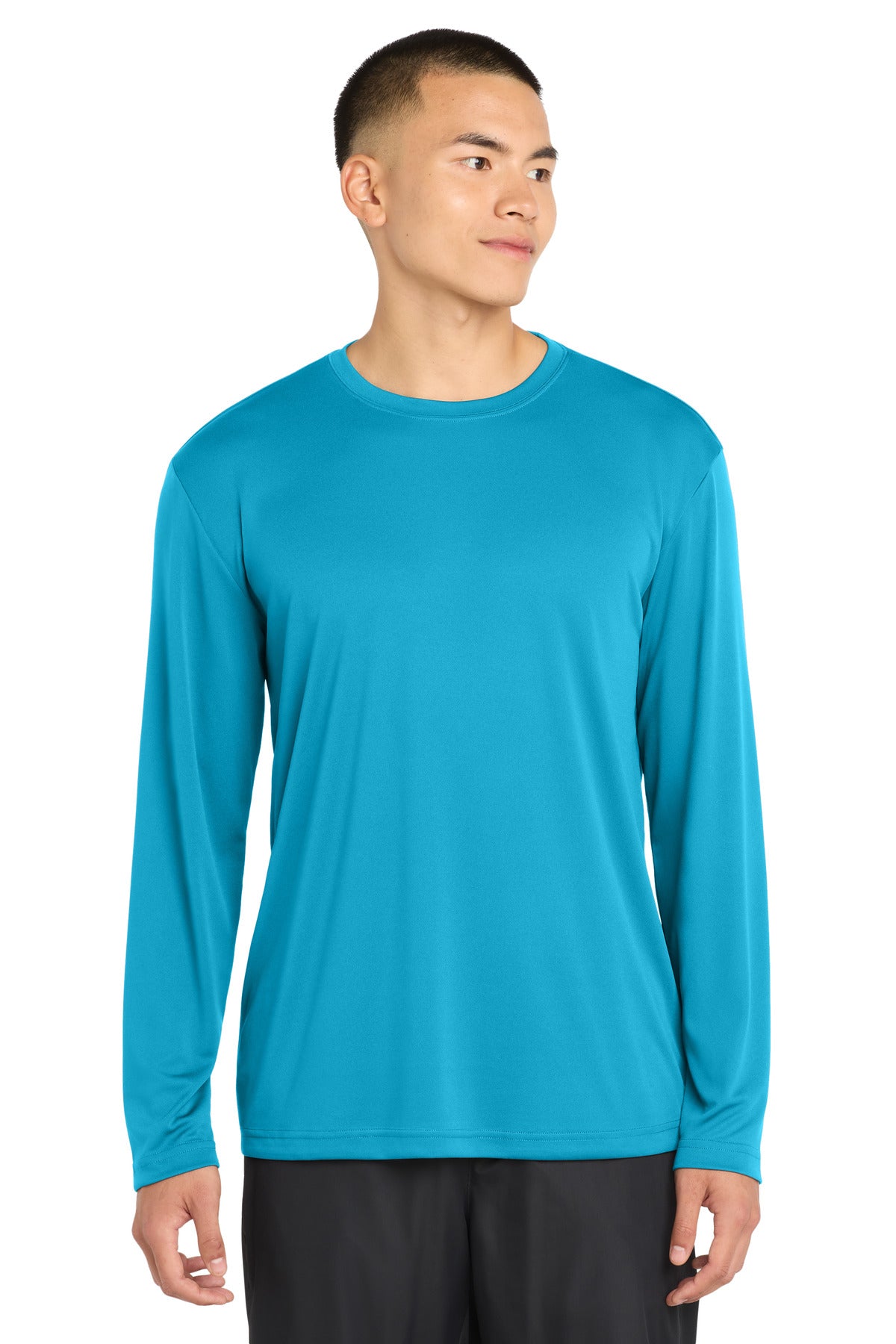 Custom logo Sport-Tek® Long Sleeve PosiCharge® Competitor™ Tee. ST350LS in Atomic Blue