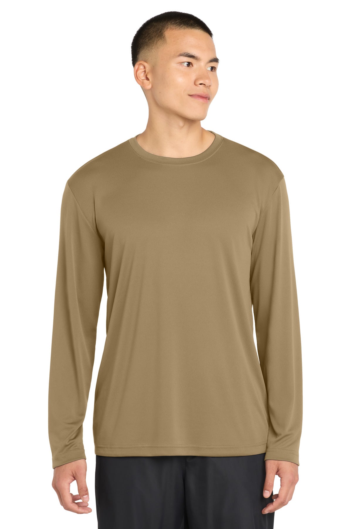 Custom logo Sport-Tek® Long Sleeve PosiCharge® Competitor™ Tee. ST350LS in Coyote Brown