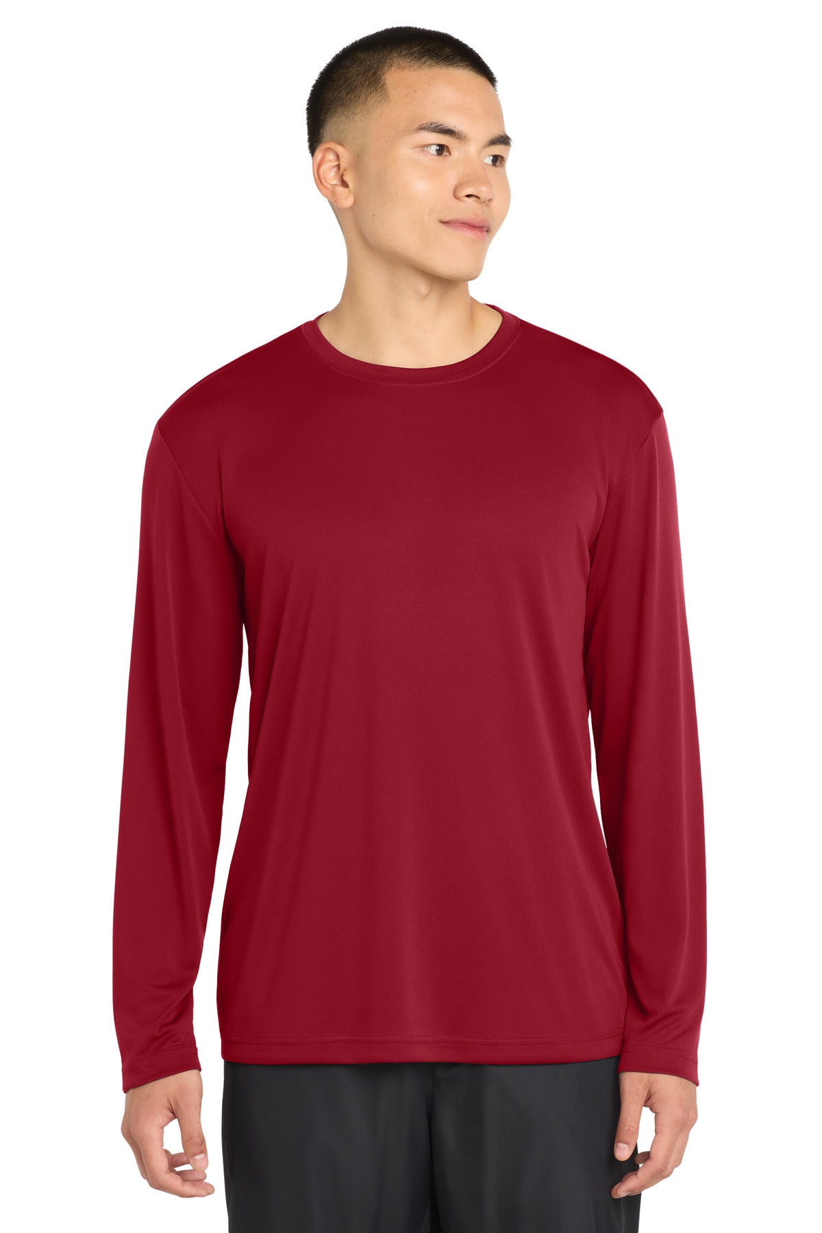 Custom logo Sport-Tek® Long Sleeve PosiCharge® Competitor™ Tee. ST350LS in Deep Red
