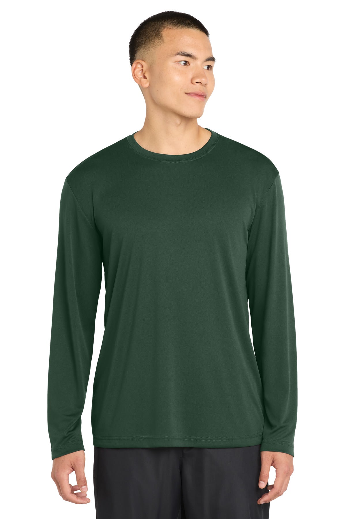 Custom logo Sport-Tek® Long Sleeve PosiCharge® Competitor™ Tee. ST350LS in Forest Green