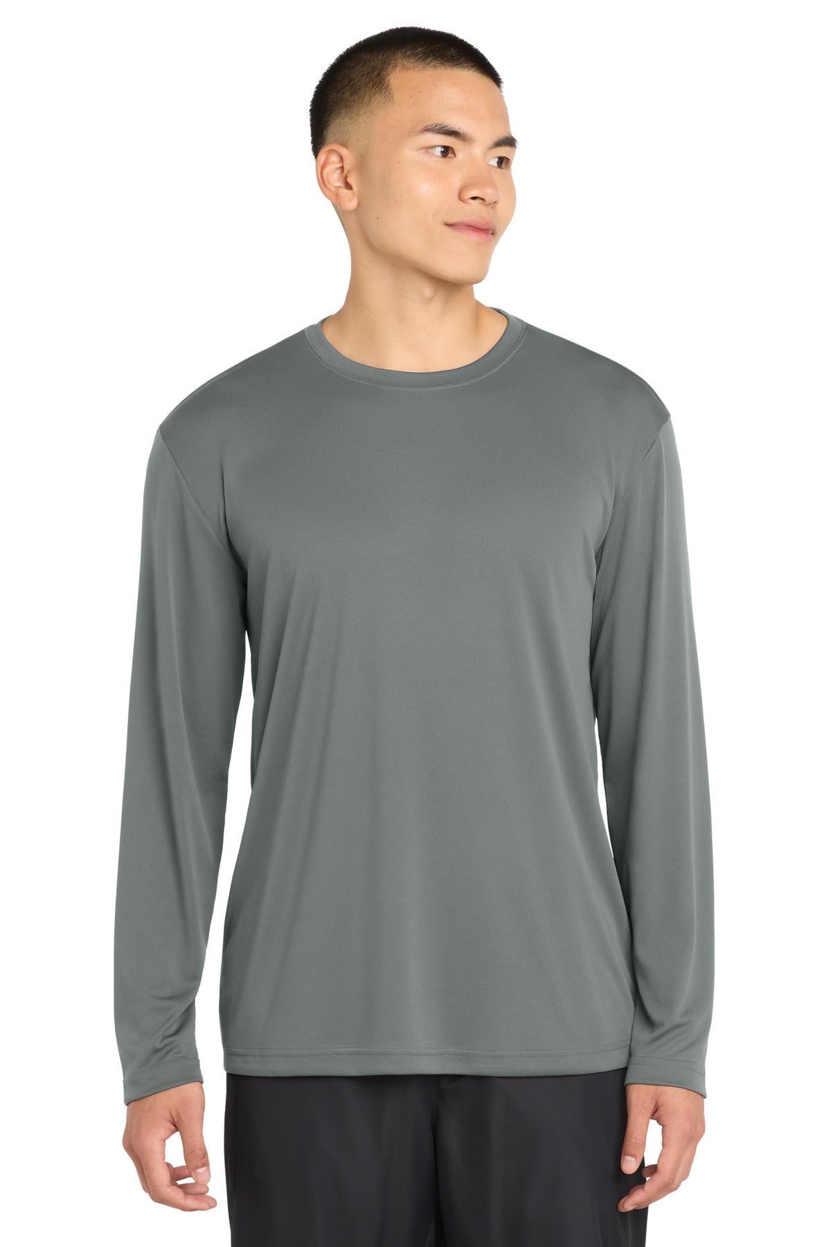 Custom logo Sport-Tek® Long Sleeve PosiCharge® Competitor™ Tee. ST350LS in Grey Concrete