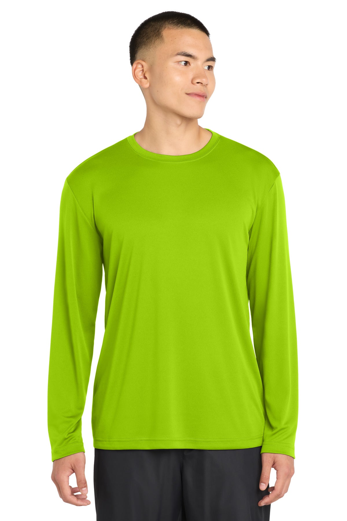 Custom logo Sport-Tek® Long Sleeve PosiCharge® Competitor™ Tee. ST350LS in Lime Shock