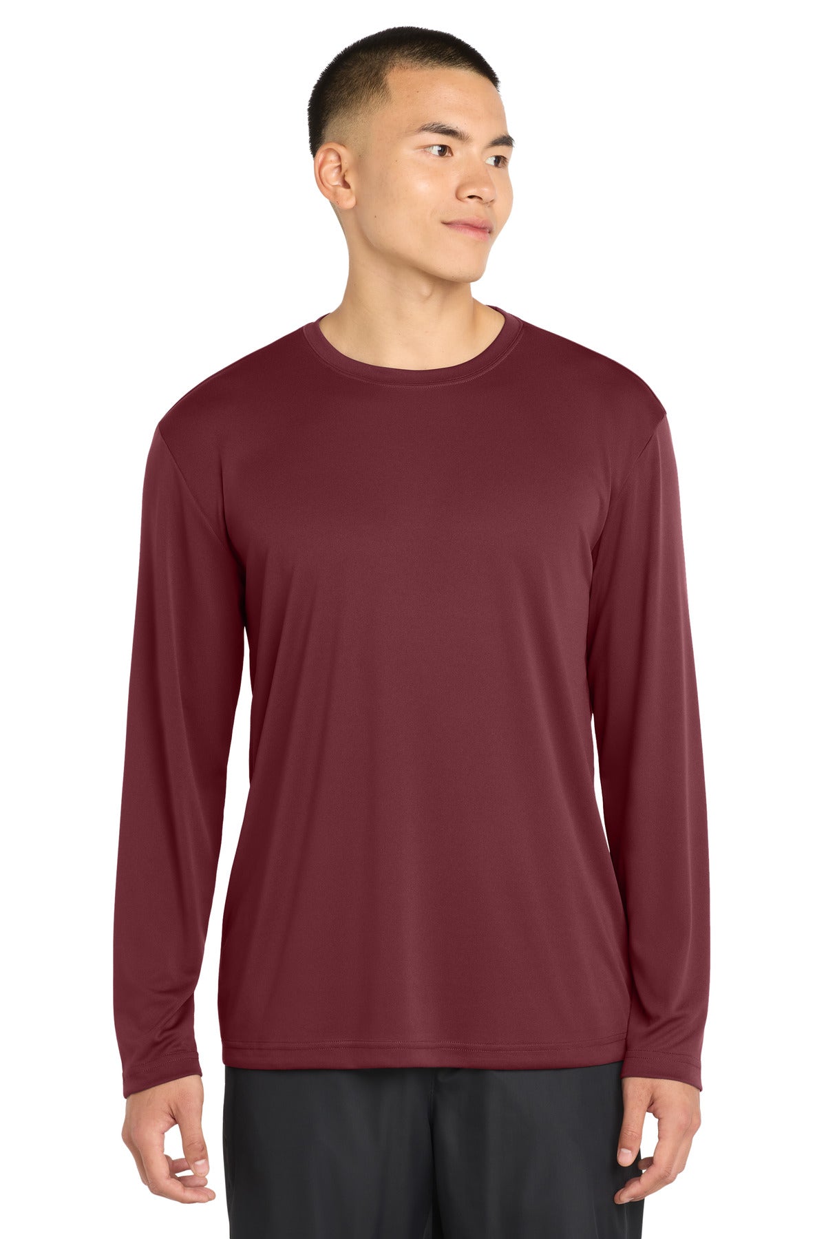 Custom logo Sport-Tek® Long Sleeve PosiCharge® Competitor™ Tee. ST350LS in Maroon