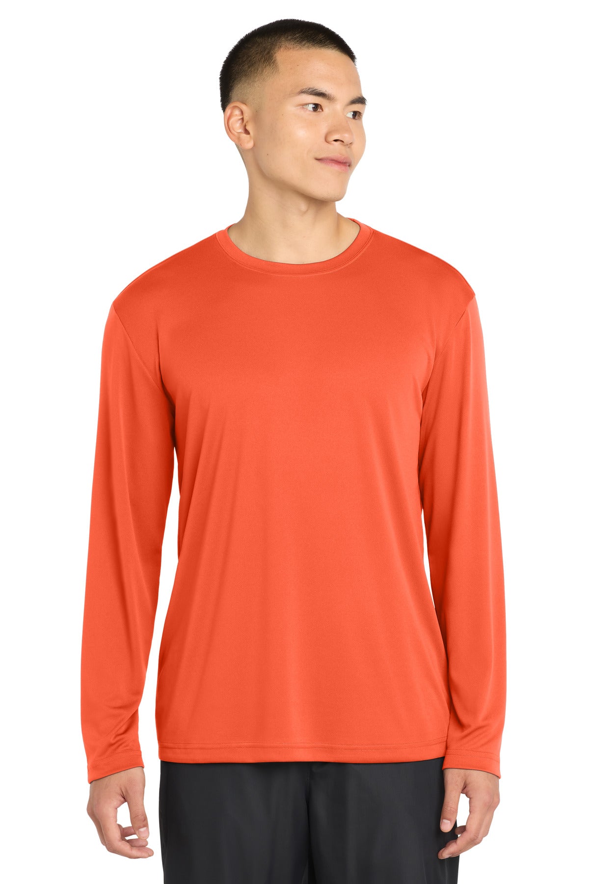 Custom logo Sport-Tek® Long Sleeve PosiCharge® Competitor™ Tee. ST350LS in Neon Orange
