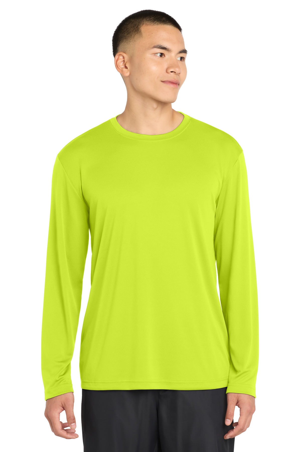 Custom logo Sport-Tek® Long Sleeve PosiCharge® Competitor™ Tee. ST350LS in Neon Yellow