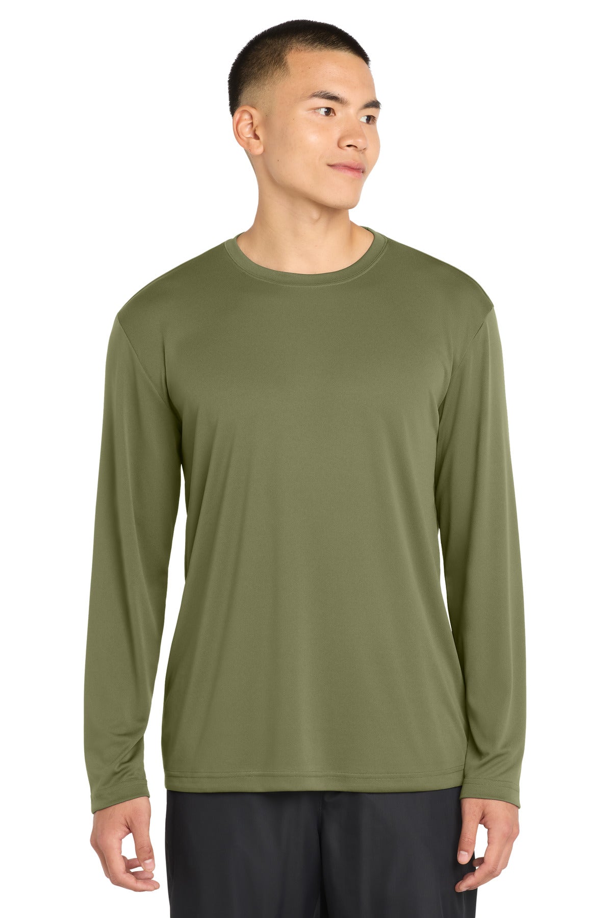 Custom logo Sport-Tek® Long Sleeve PosiCharge® Competitor™ Tee. ST350LS in Olive Drab Green