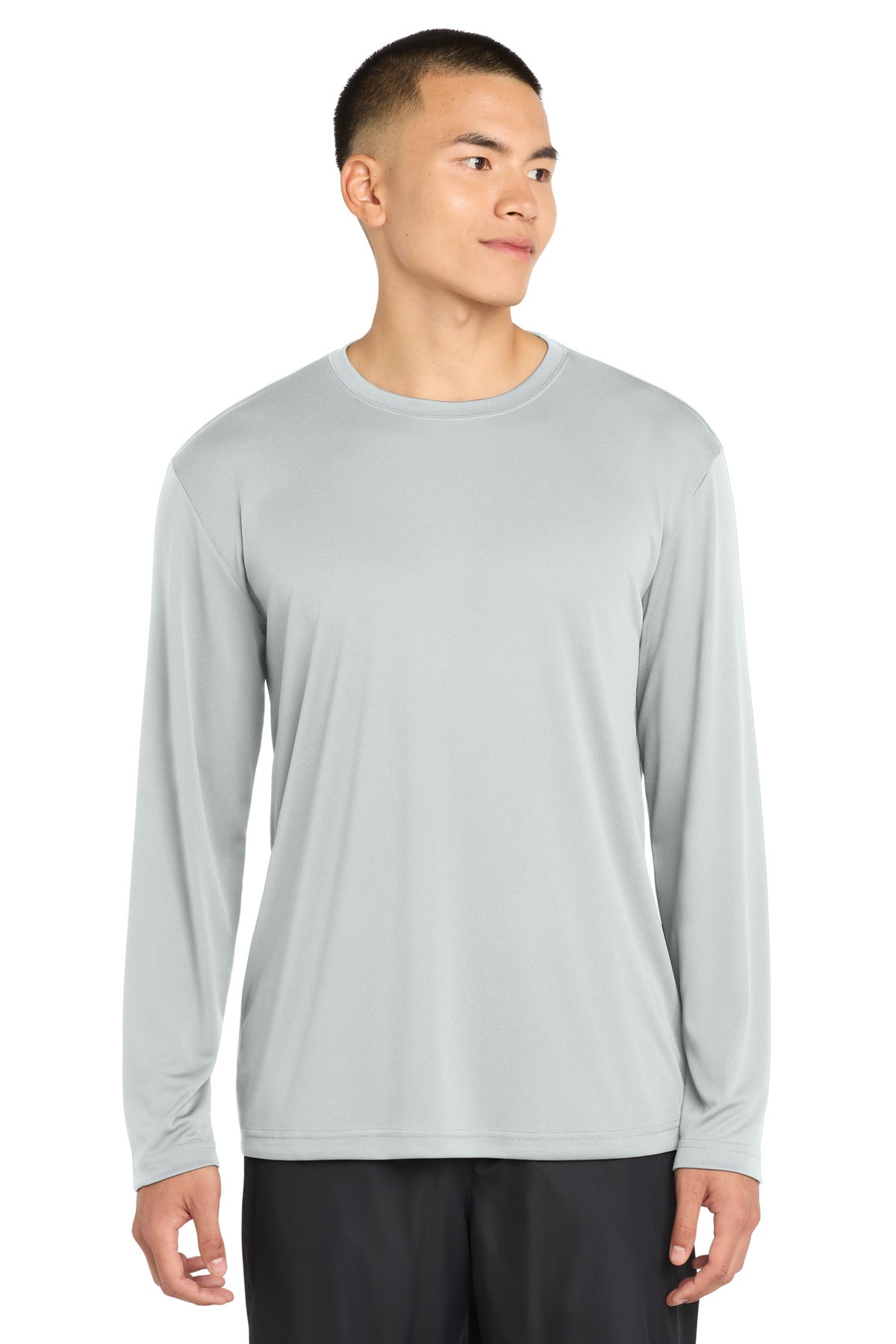 Custom logo Sport-Tek® Long Sleeve PosiCharge® Competitor™ Tee. ST350LS in Silver