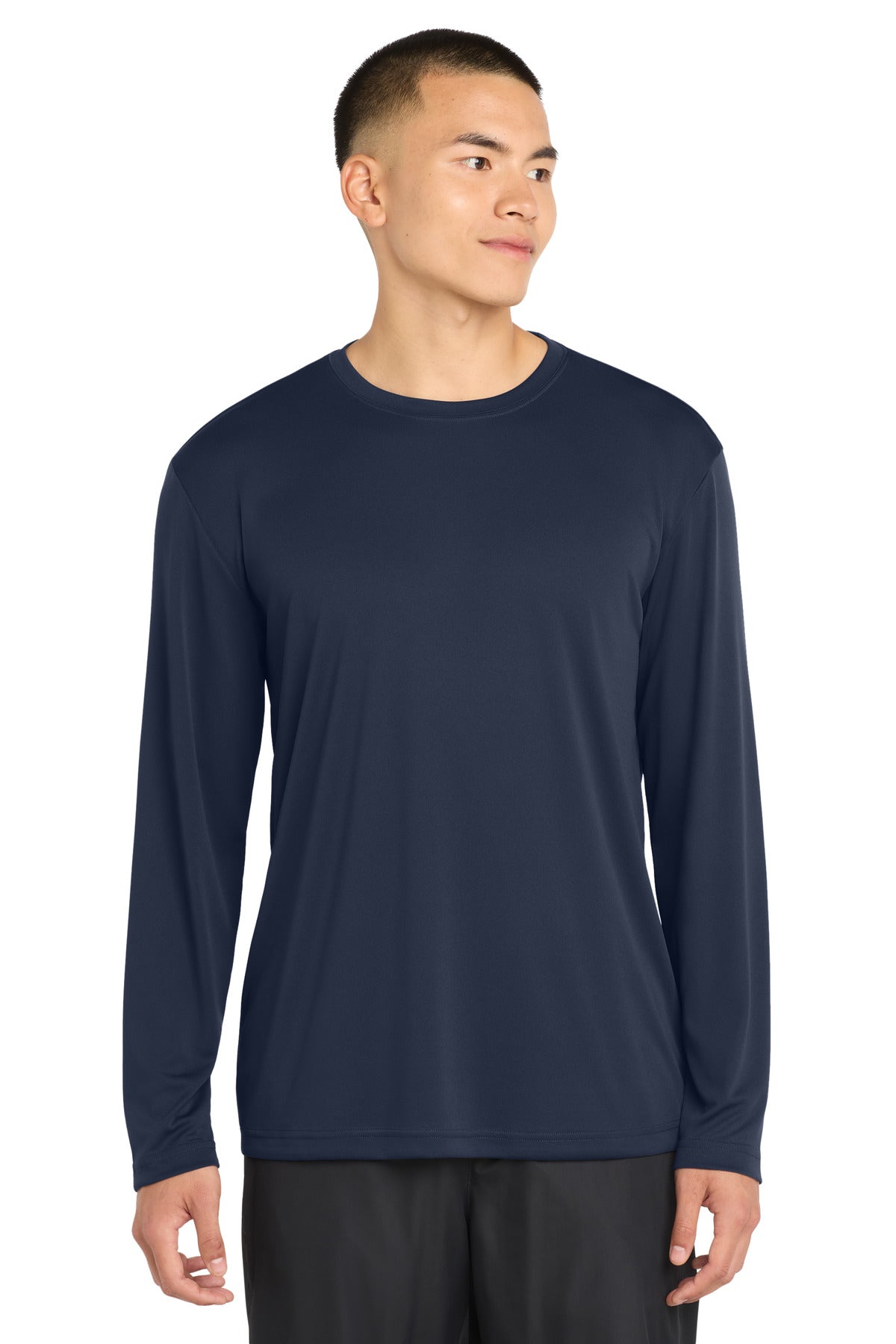 Custom logo Sport-Tek® Long Sleeve PosiCharge® Competitor™ Tee. ST350LS in True Navy