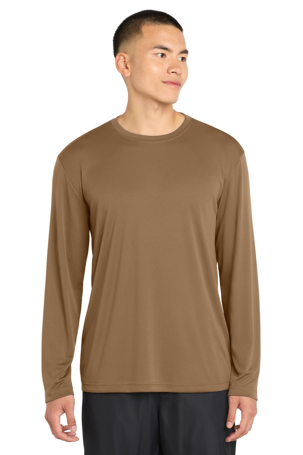 Custom logo Sport-Tek® Long Sleeve PosiCharge® Competitor™ Tee. ST350LS in Woodland Brown