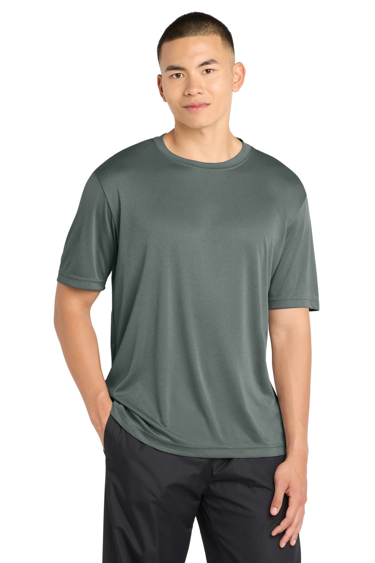 Custom logo Sport-Tek® PosiCharge® Competitor™ Tee. ST350 in Grey Concrete Heather