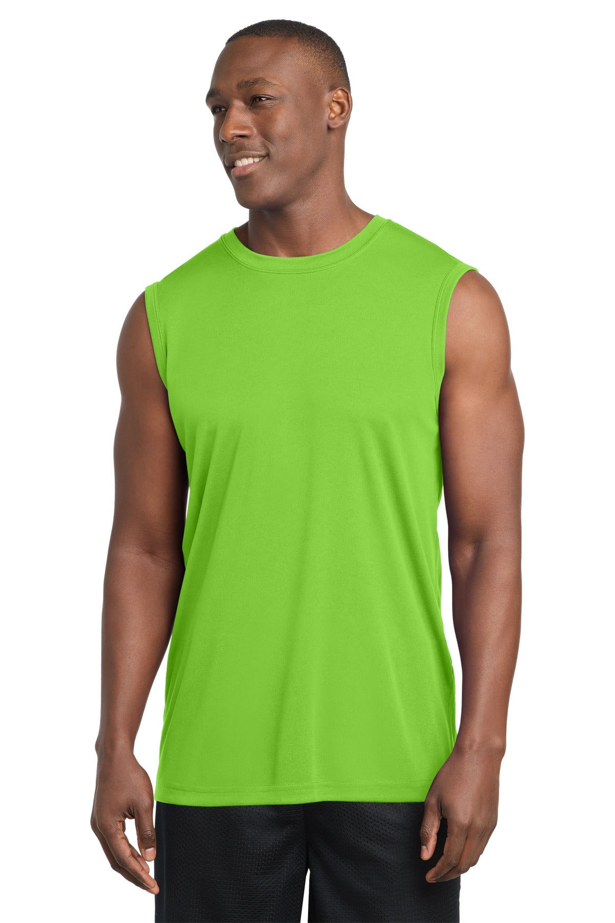 Custom logo Sport-Tek® Sleeveless PosiCharge® Competitor™ Tee. ST352 in Lime Shock