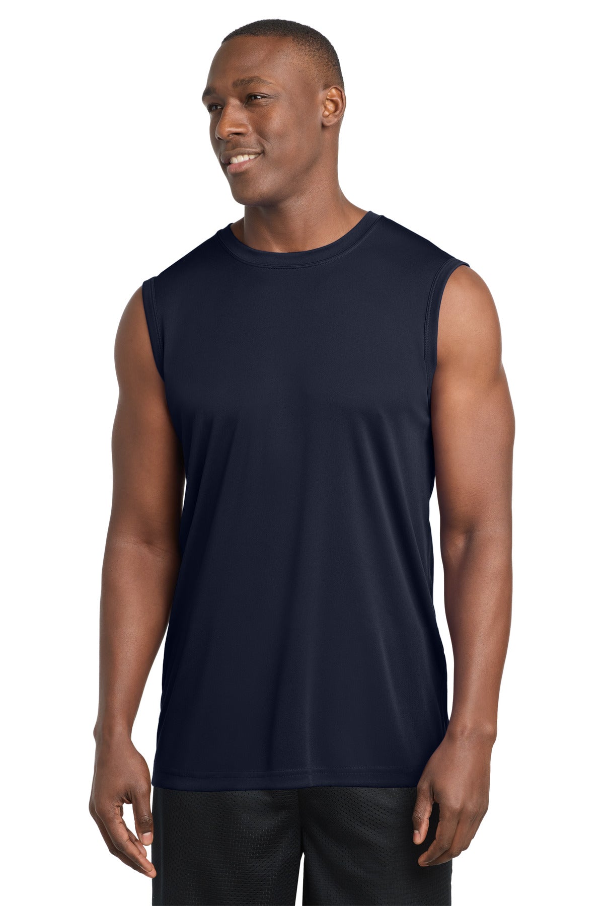 Custom logo Sport-Tek® Sleeveless PosiCharge® Competitor™ Tee. ST352 in True Navy