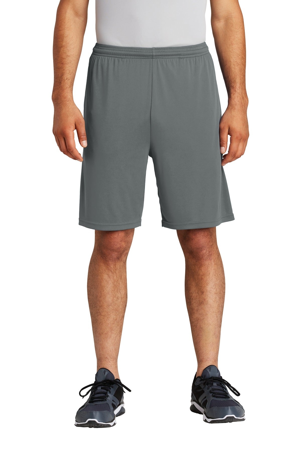 Custom logo Sport-Tek ® PosiCharge ® Competitor ™ Pocketed Short. ST355P in Iron Grey
