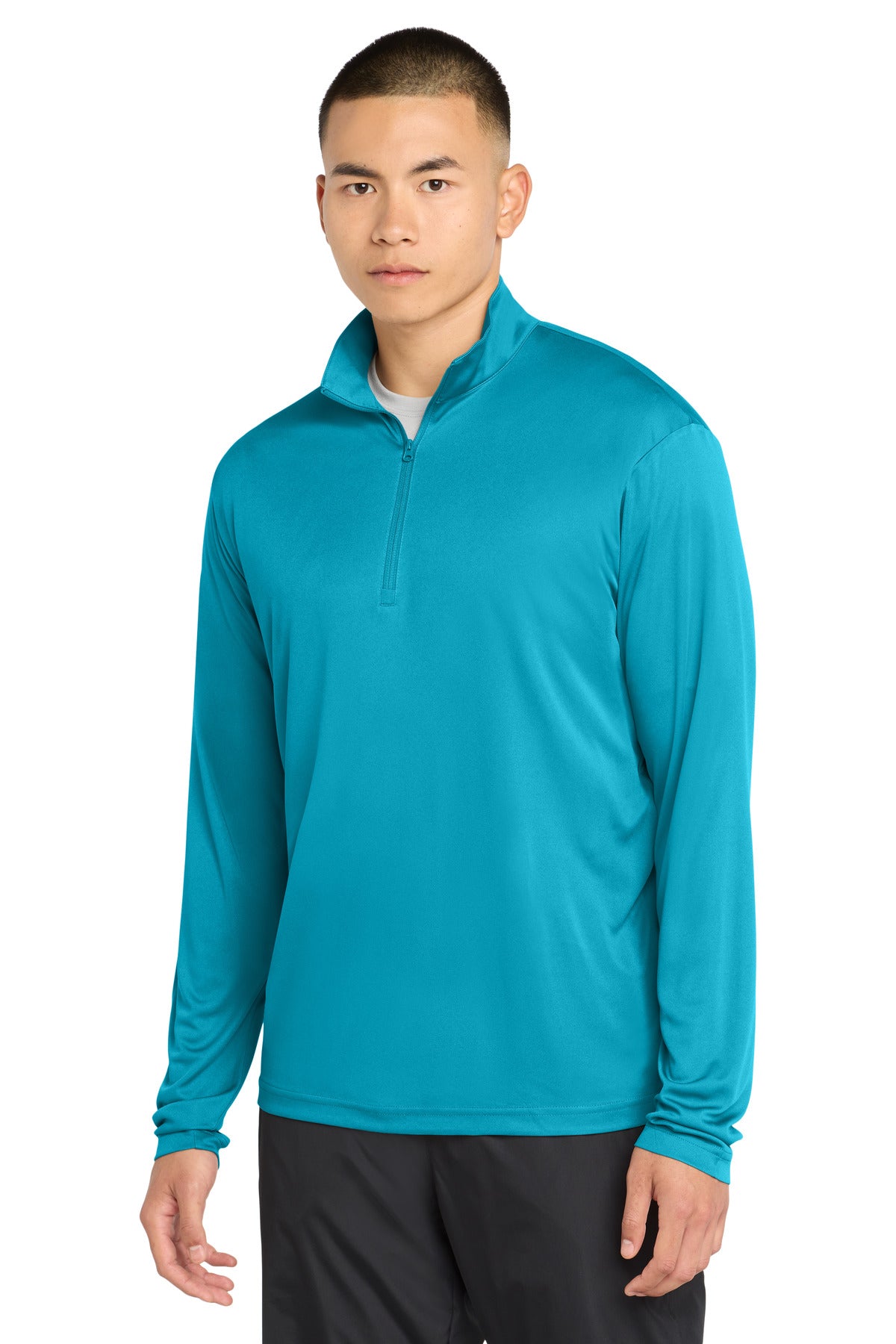 Custom logo Sport-Tek® PosiCharge® Competitor™ 1/4-Zip Pullover. ST357 in Atomic Blue