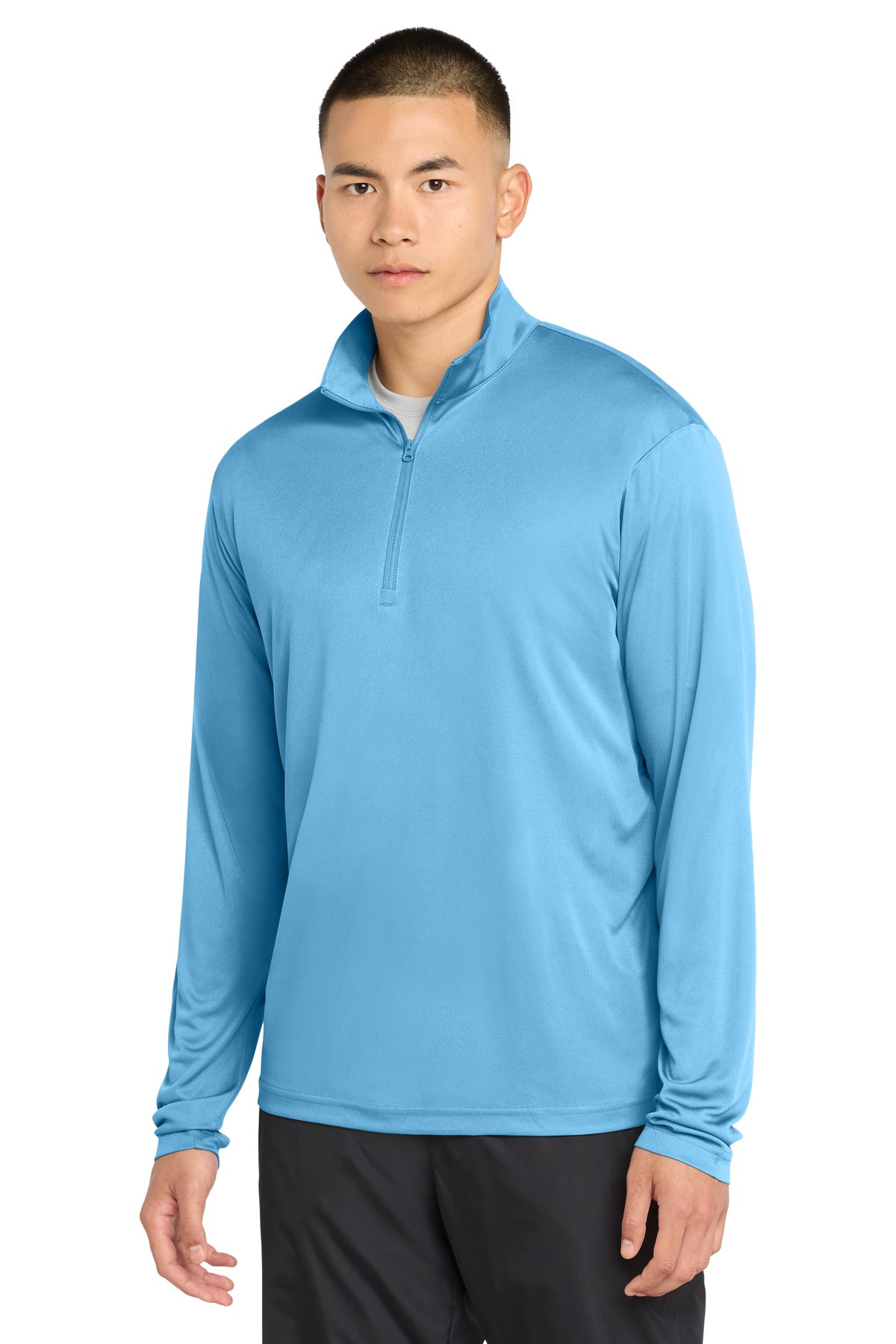 Custom logo Sport-Tek® PosiCharge® Competitor™ 1/4-Zip Pullover. ST357 in Carolina Blue