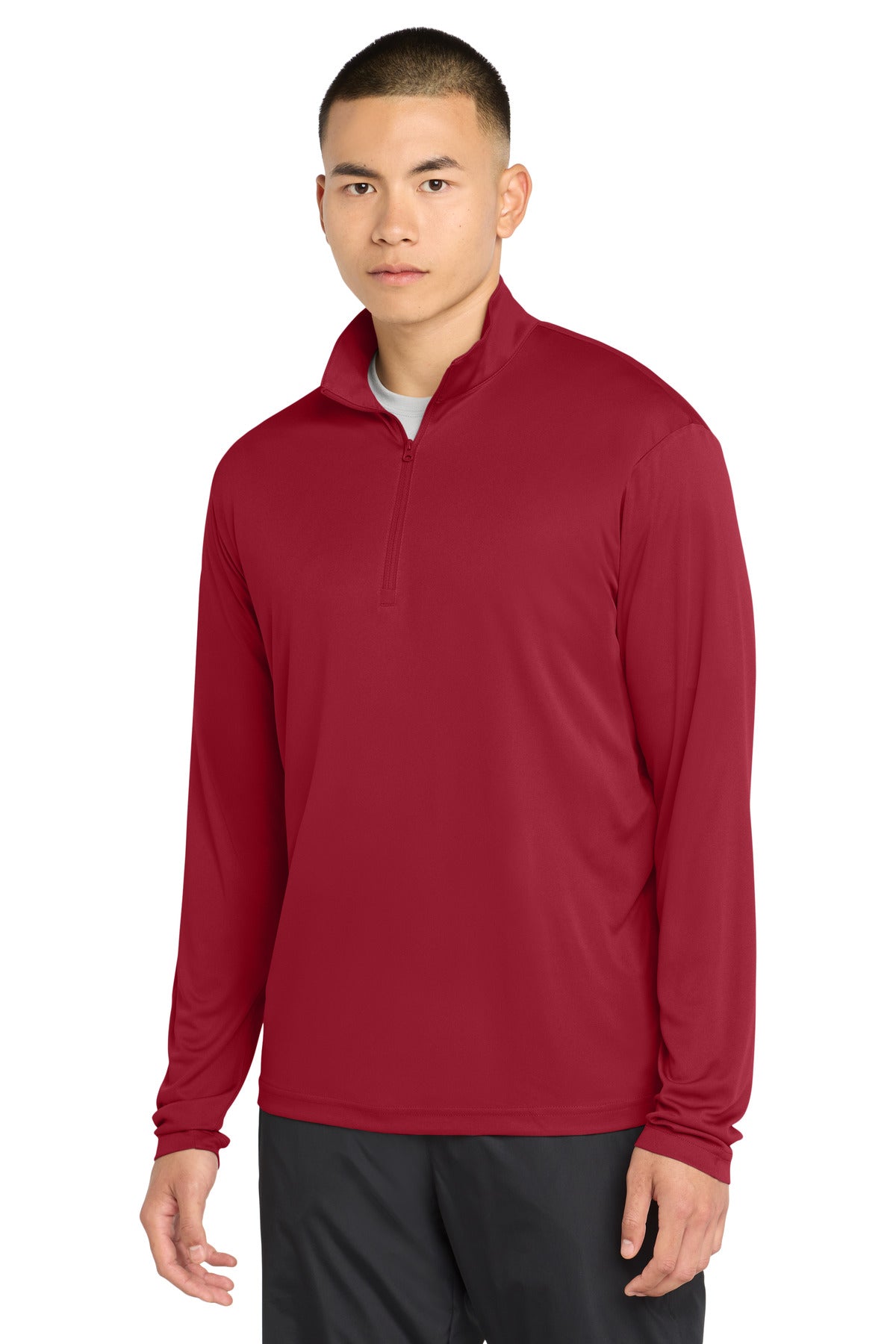 Custom logo Sport-Tek® PosiCharge® Competitor™ 1/4-Zip Pullover. ST357 in Deep Red
