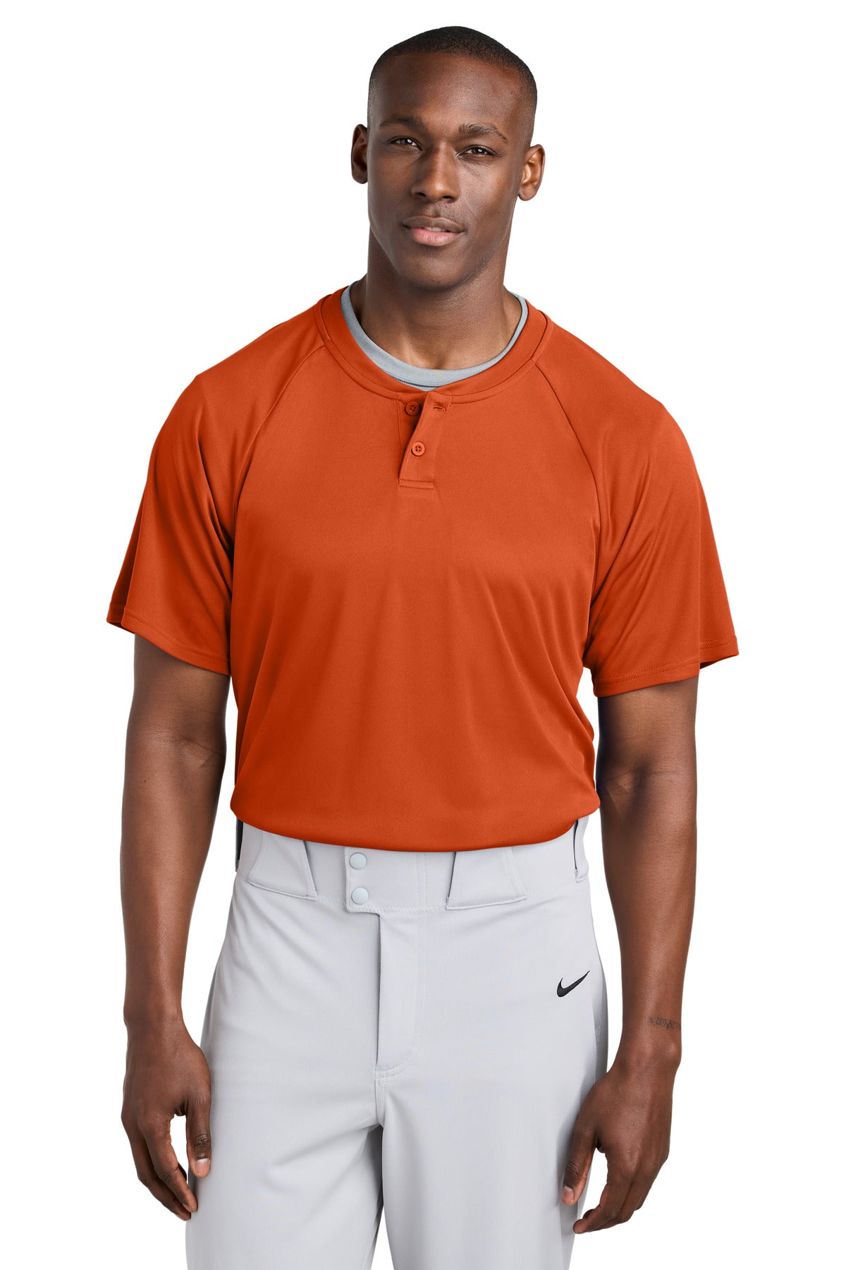Custom logo Sport-Tek® PosiCharge® Competitor™ 2-Button Henley ST359 in Deep Orange