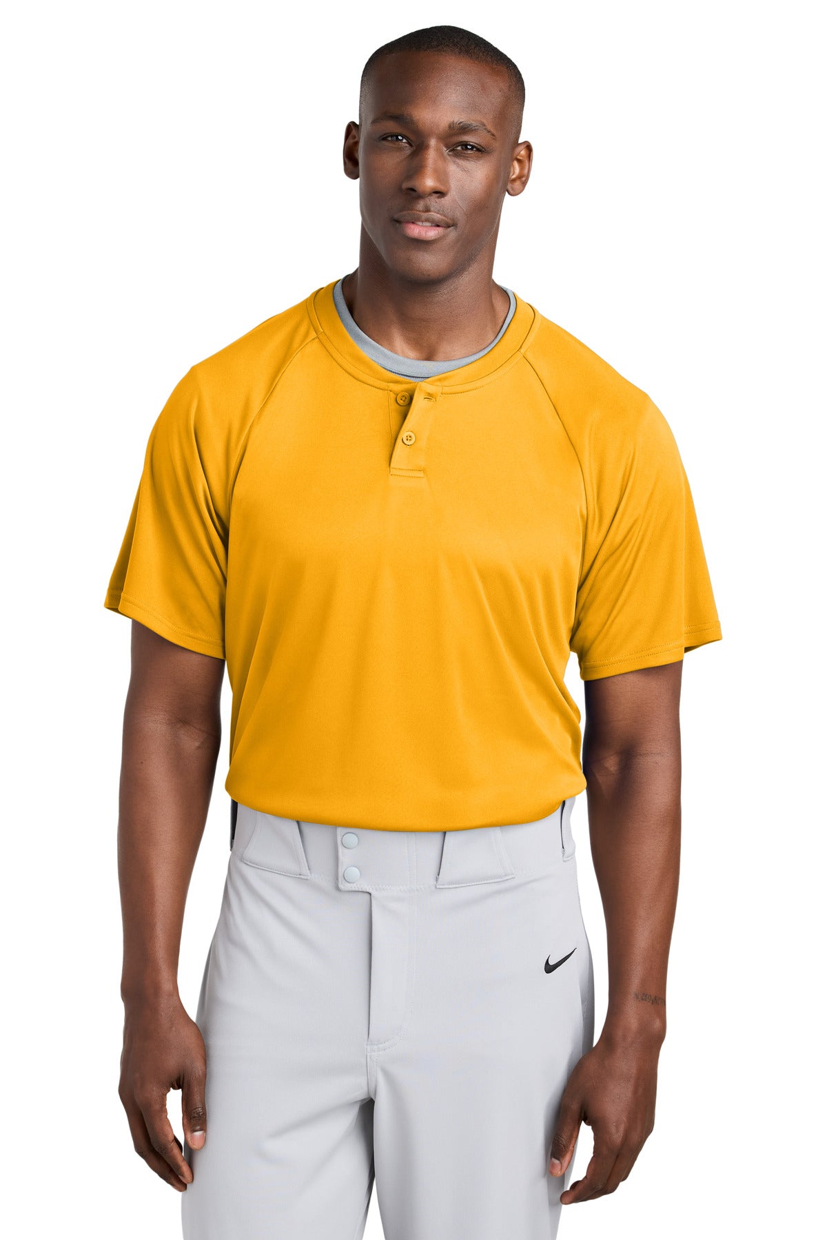 Custom logo Sport-Tek® PosiCharge® Competitor™ 2-Button Henley ST359 in Gold