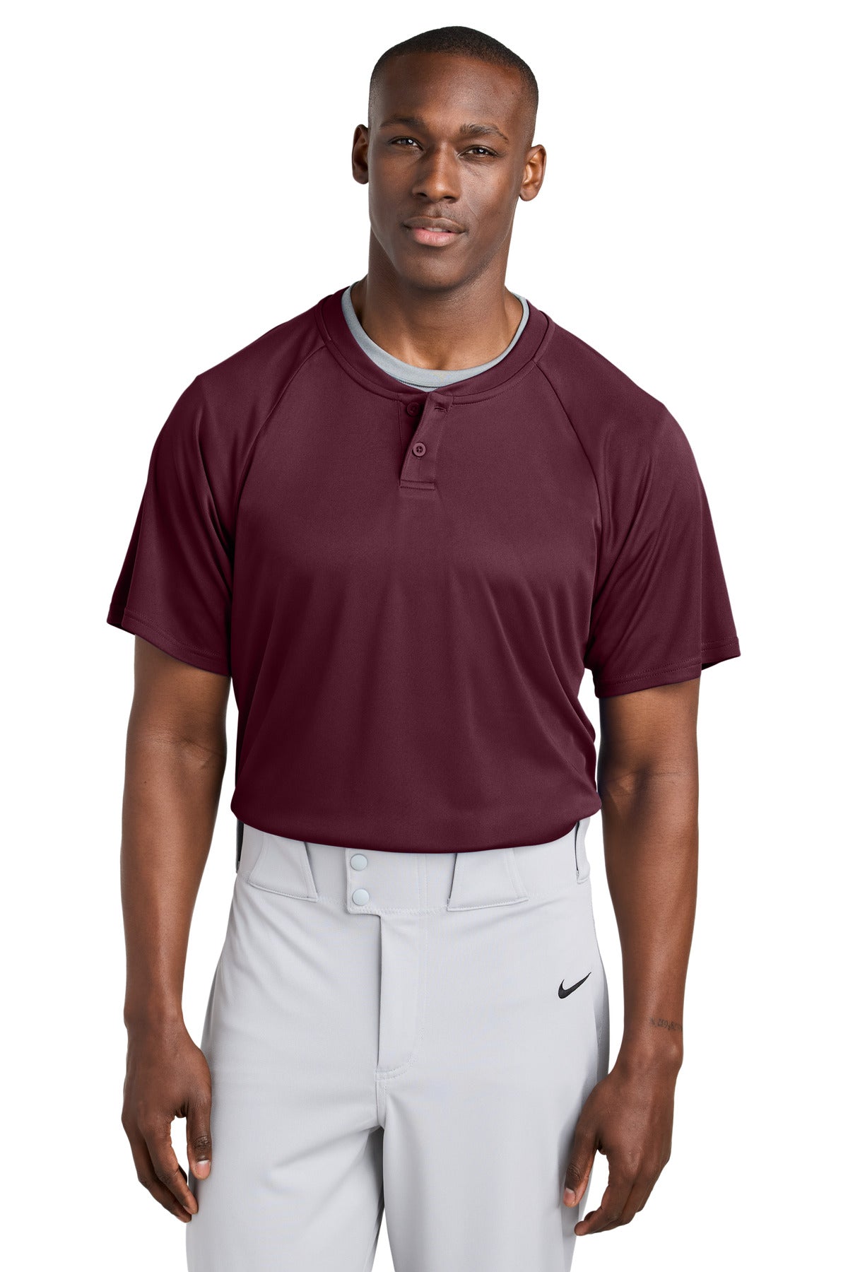 Custom logo Sport-Tek® PosiCharge® Competitor™ 2-Button Henley ST359 in Maroon