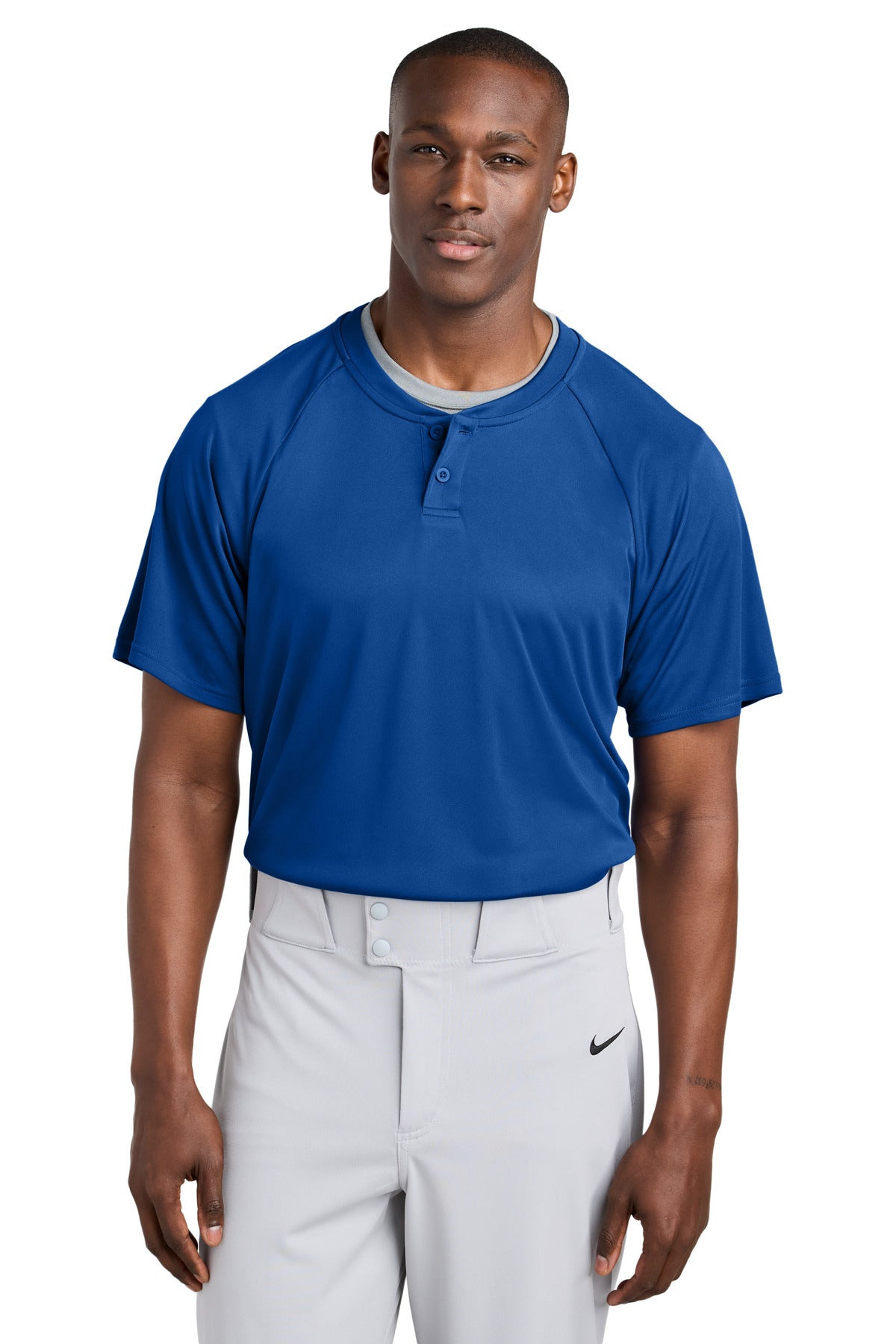Custom logo Sport-Tek® PosiCharge® Competitor™ 2-Button Henley ST359 in True Royal