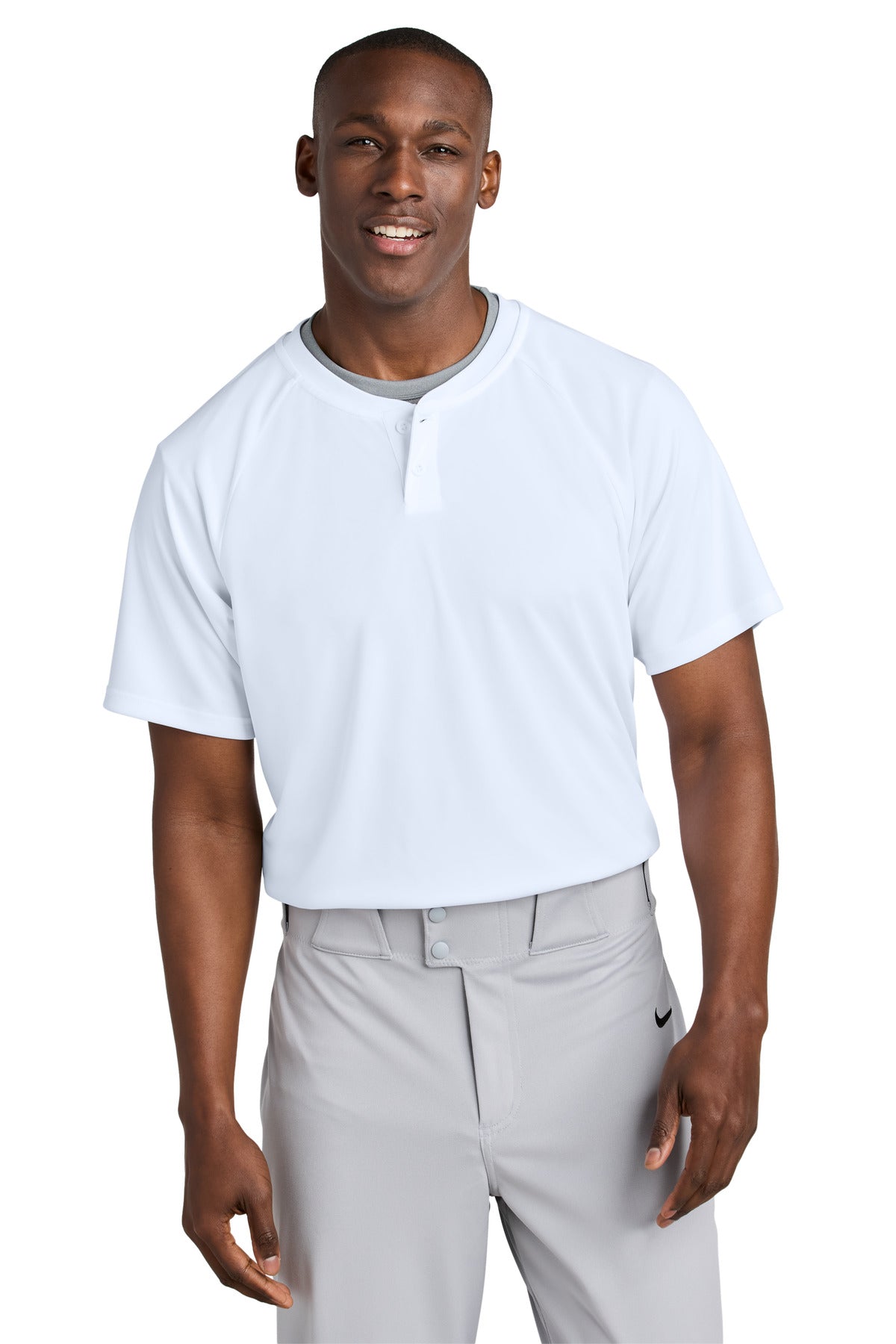 Custom logo Sport-Tek® PosiCharge® Competitor™ 2-Button Henley ST359 in White