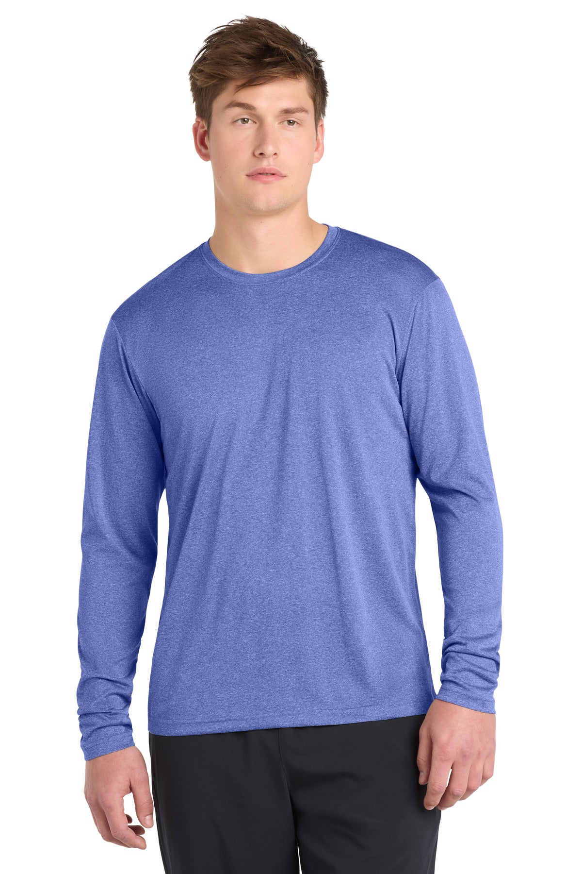 Custom logo Sport-Tek® Long Sleeve Heather Contender™ Tee. ST360LS in True Royal Heather