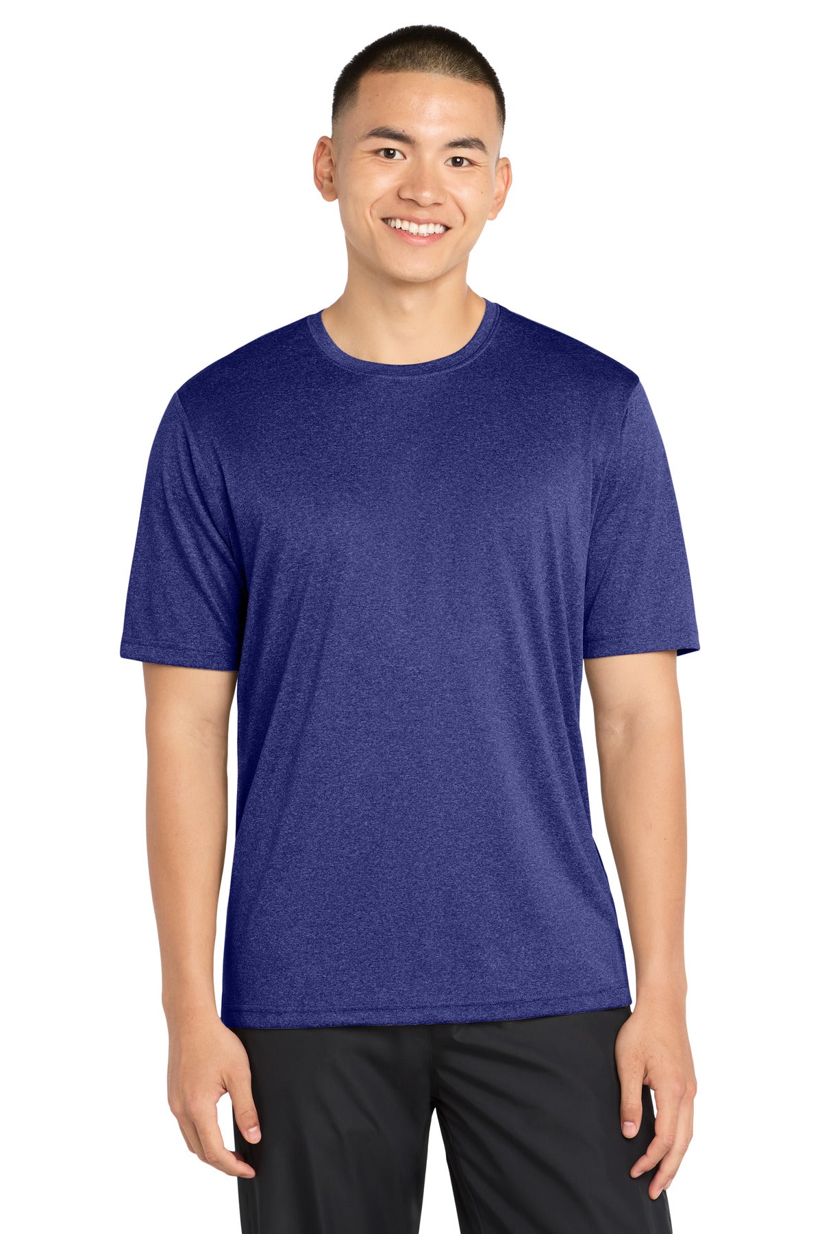 Custom logo Sport-Tek® Heather Contender™ Tee. ST360 in Cobalt Heather