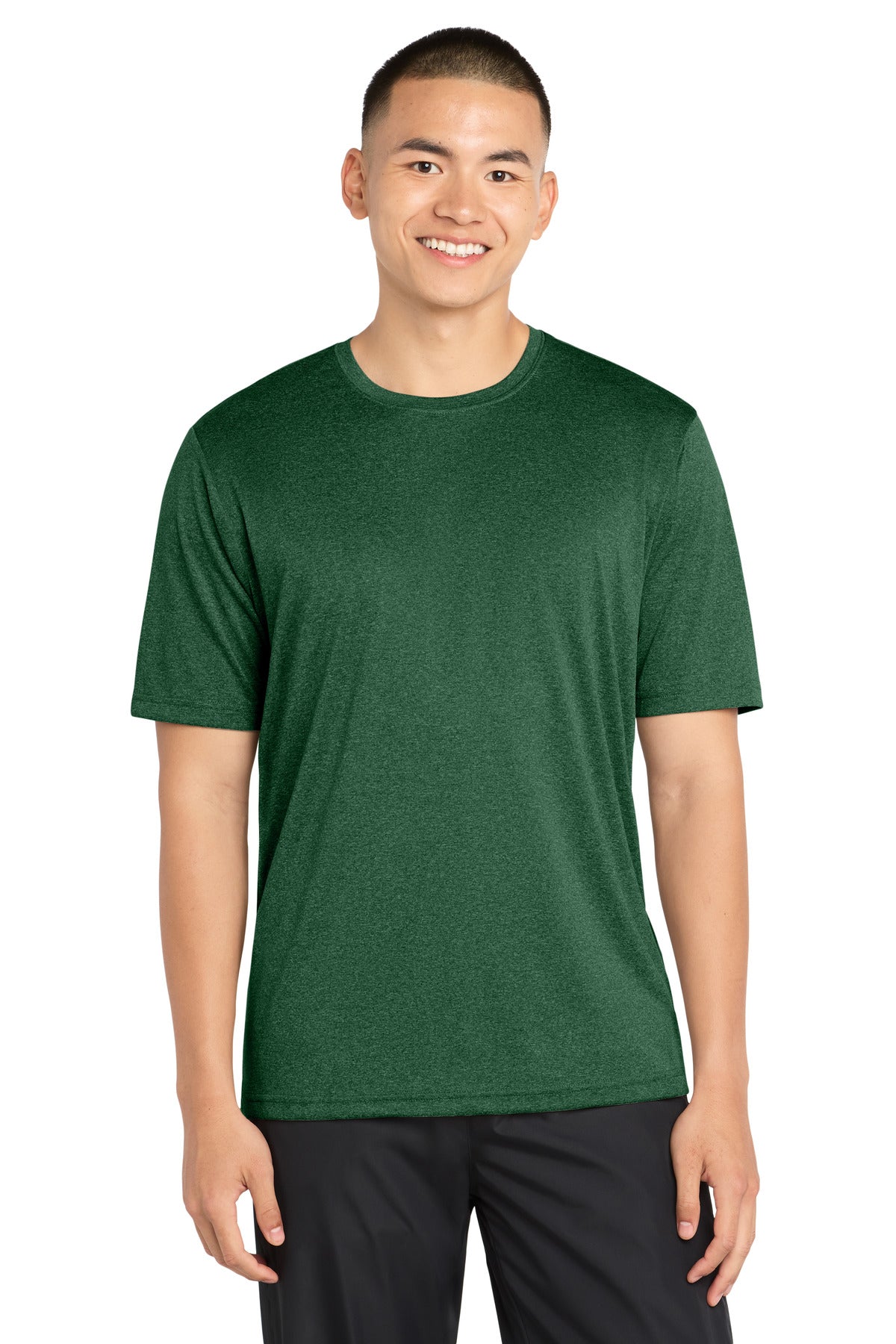 Custom logo Sport-Tek® Heather Contender™ Tee. ST360 in Forest Green Heather