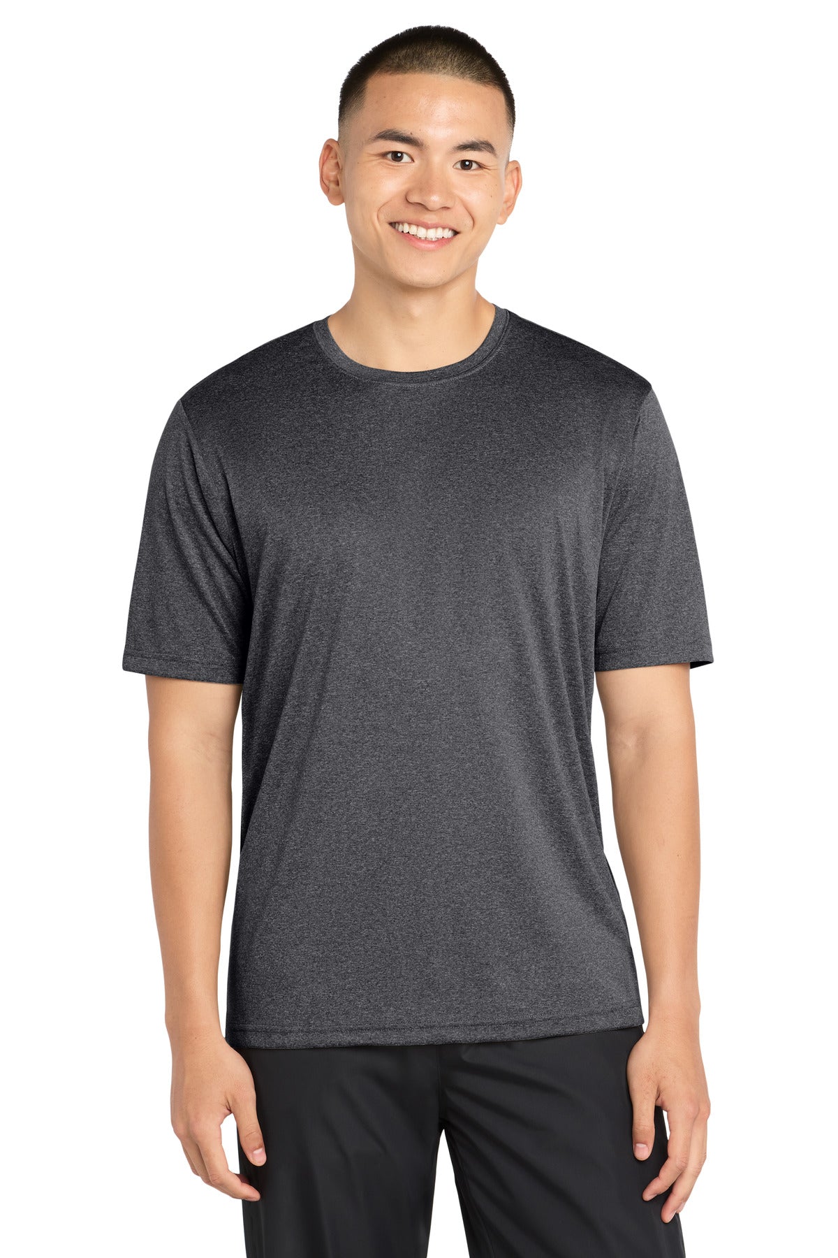 Custom logo Sport-Tek® Heather Contender™ Tee. ST360 in Graphite Heather