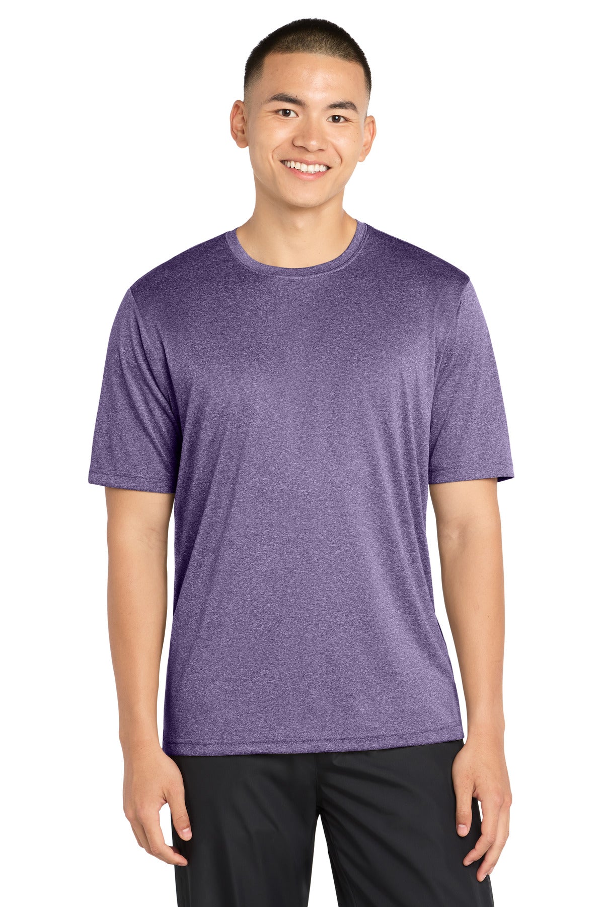 Custom logo Sport-Tek® Heather Contender™ Tee. ST360 in Purple Heather