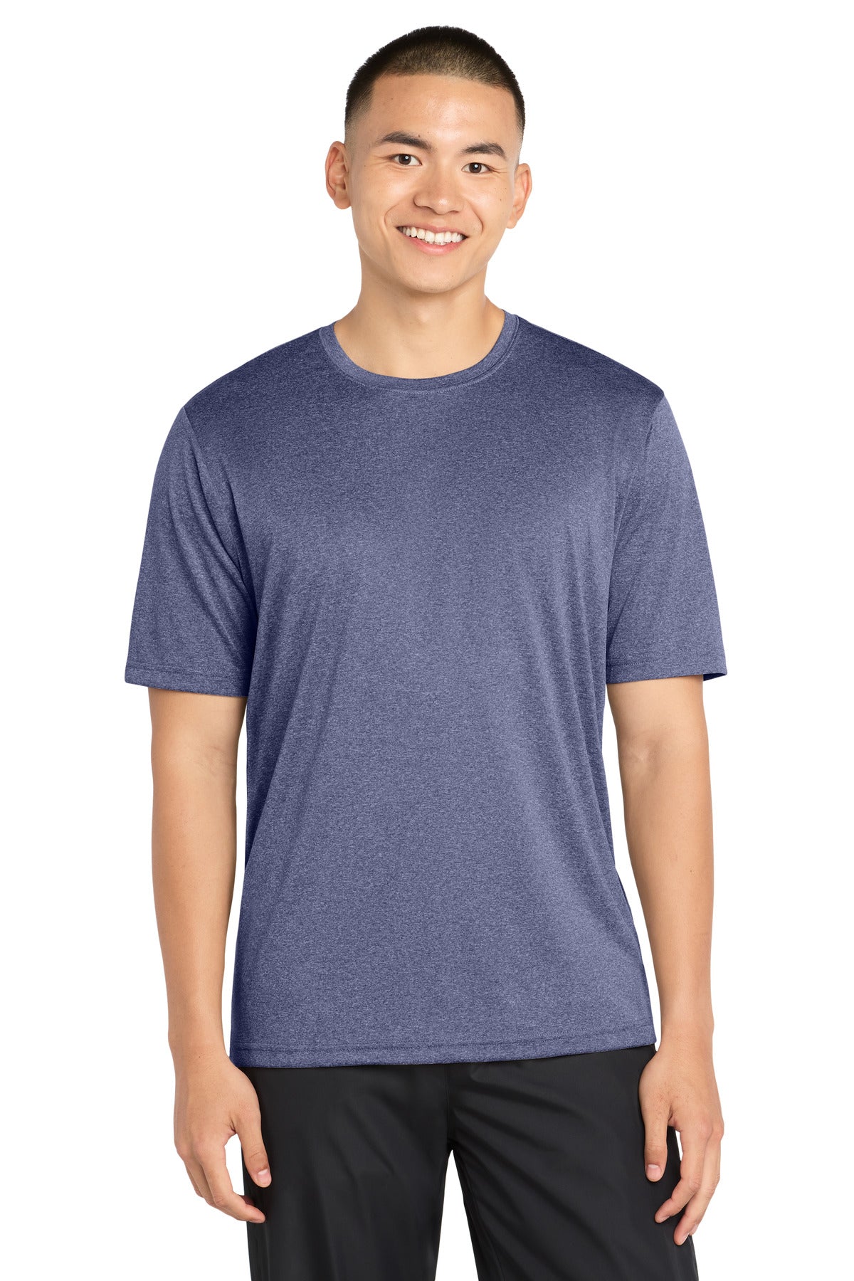 Custom logo Sport-Tek® Heather Contender™ Tee. ST360 in True Navy Heather