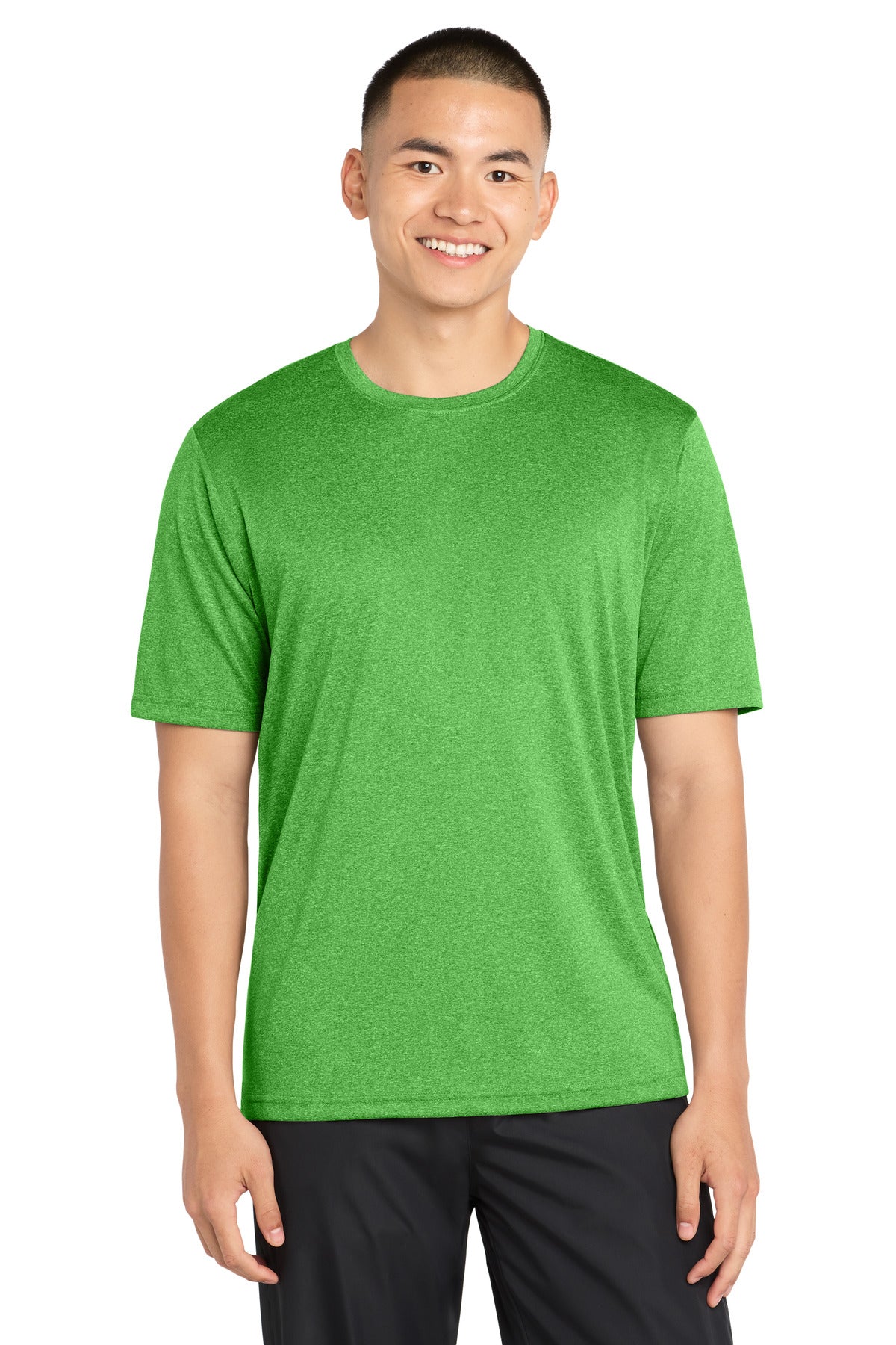 Custom logo Sport-Tek® Heather Contender™ Tee. ST360 in Turf Green Heather