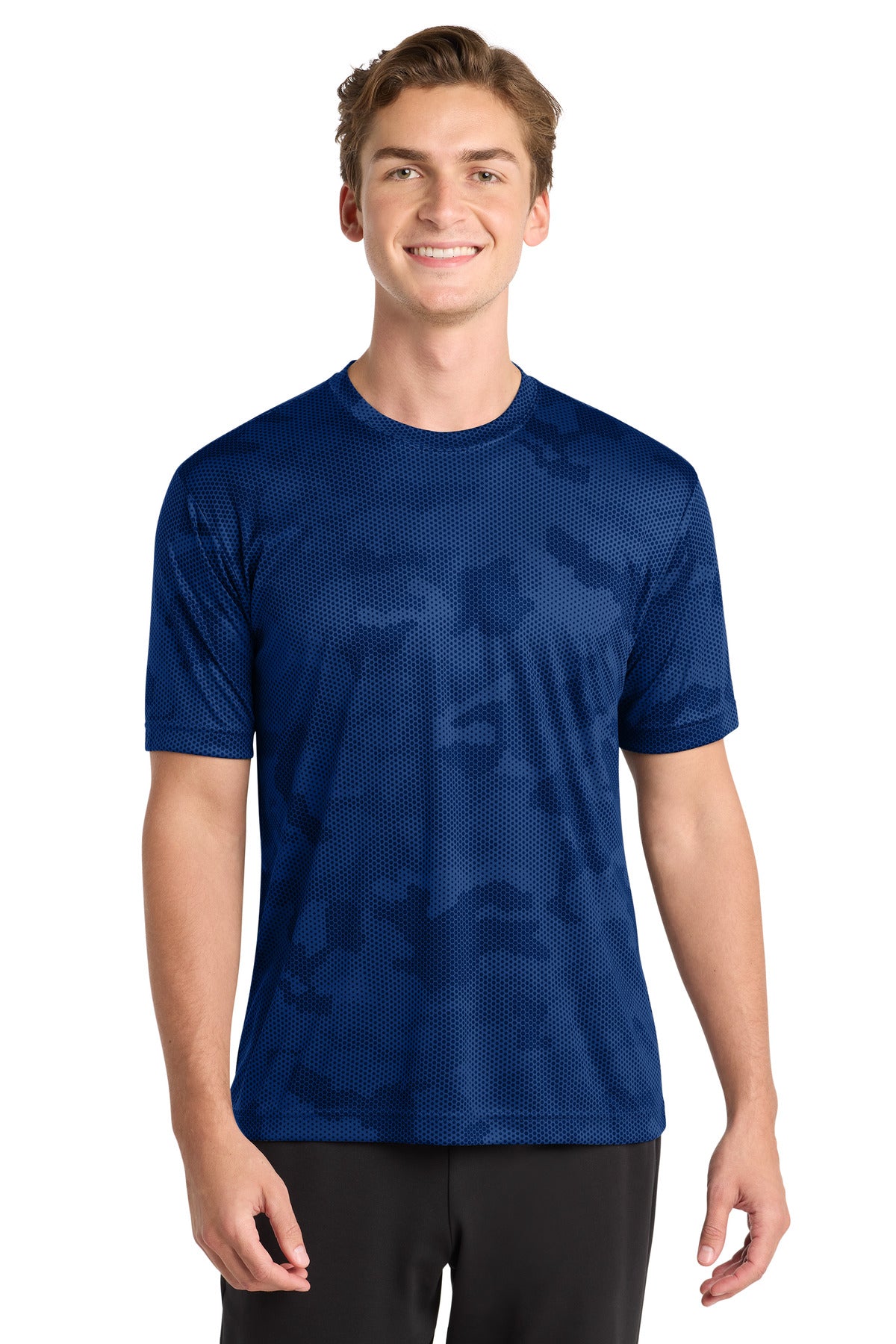 Custom logo Sport-Tek® CamoHex Tee. ST370 in True Royal