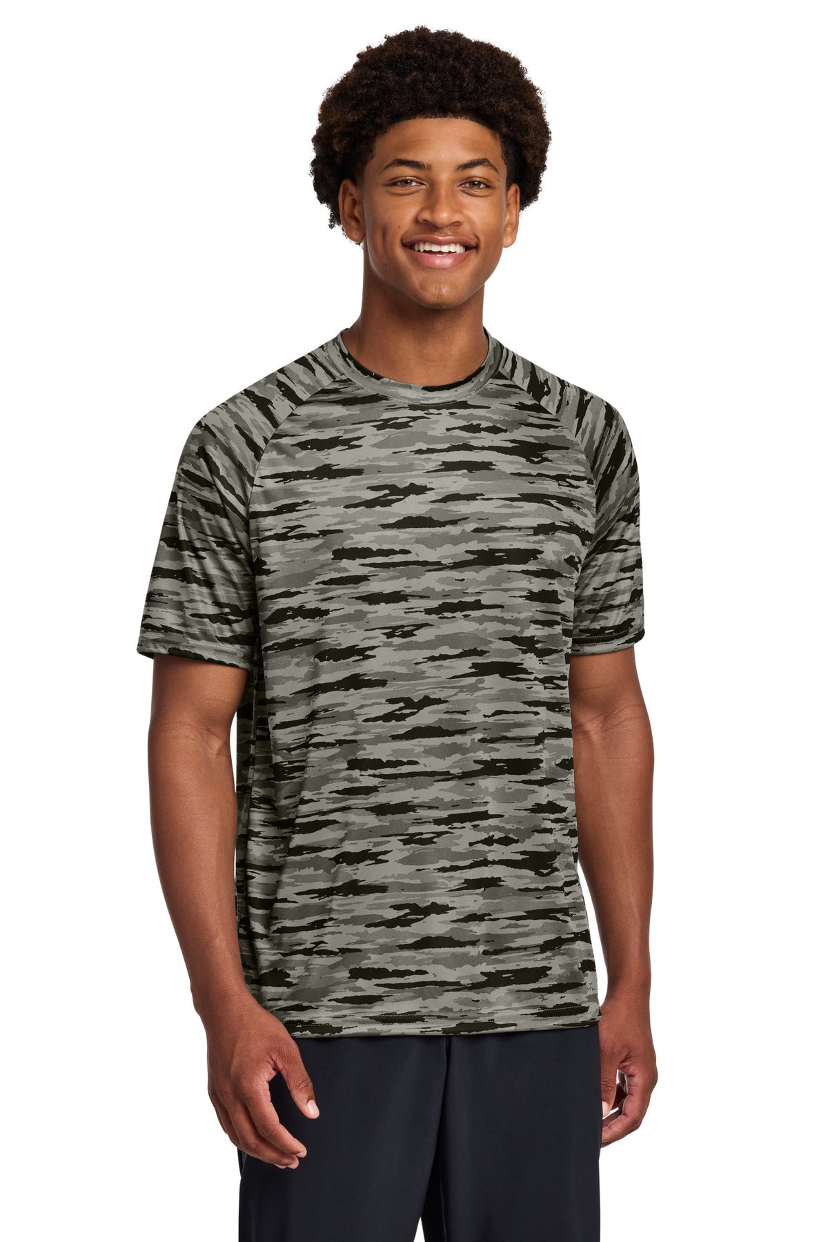 Custom logo Sport-Tek® Drift Camo Tee ST375 in Black