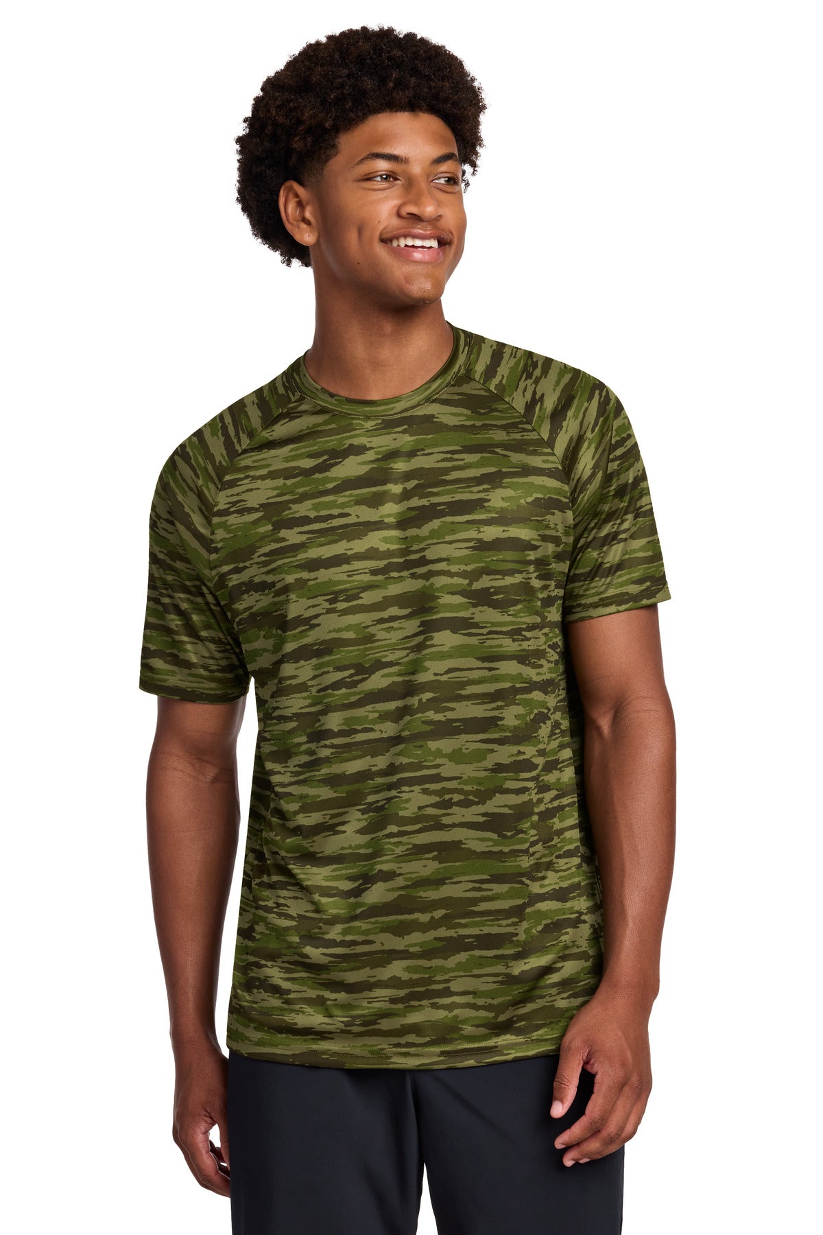 Custom logo Sport-Tek® Drift Camo Tee ST375 in Olive Drab Green