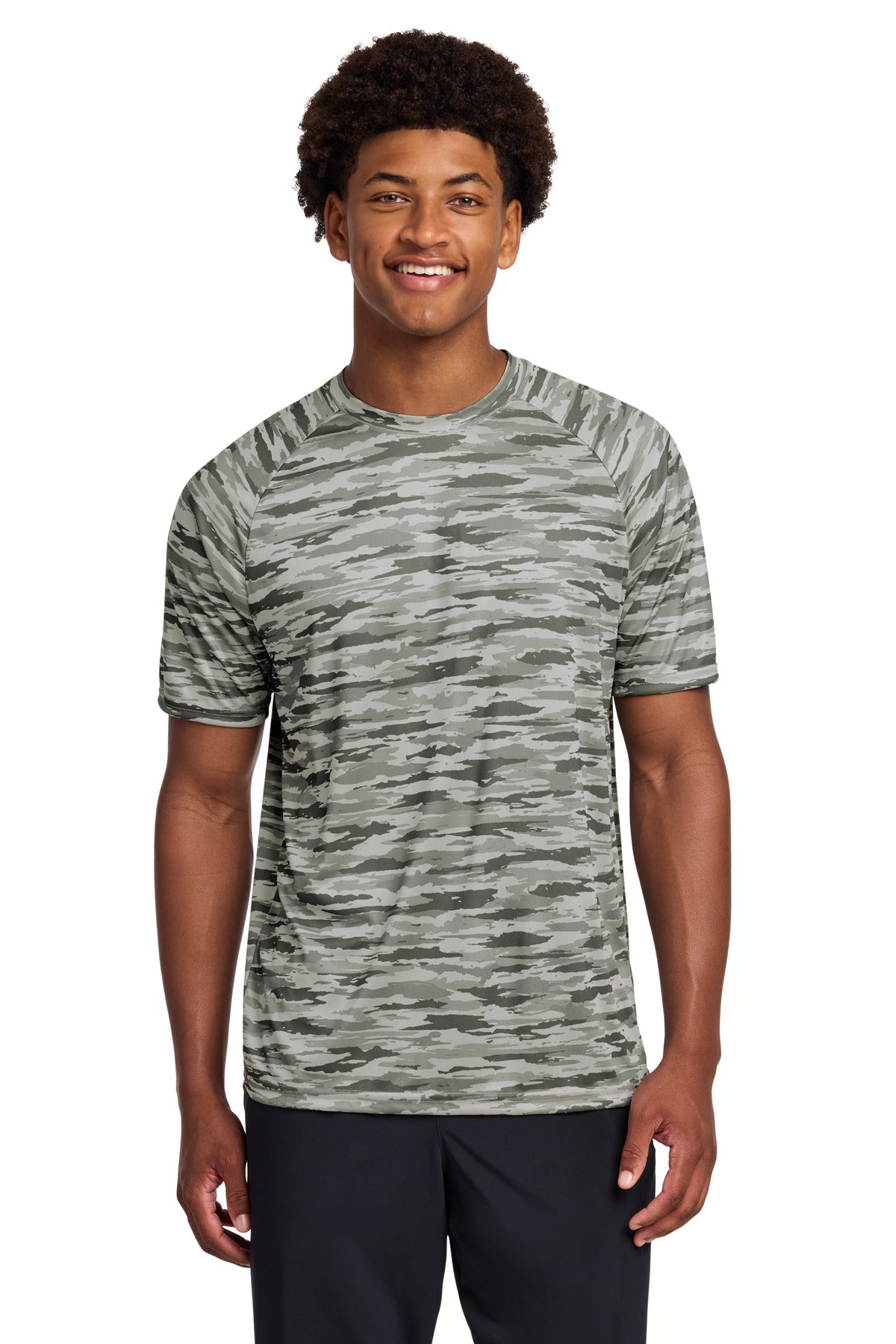 Custom logo Sport-Tek® Drift Camo Tee ST375 in Silver